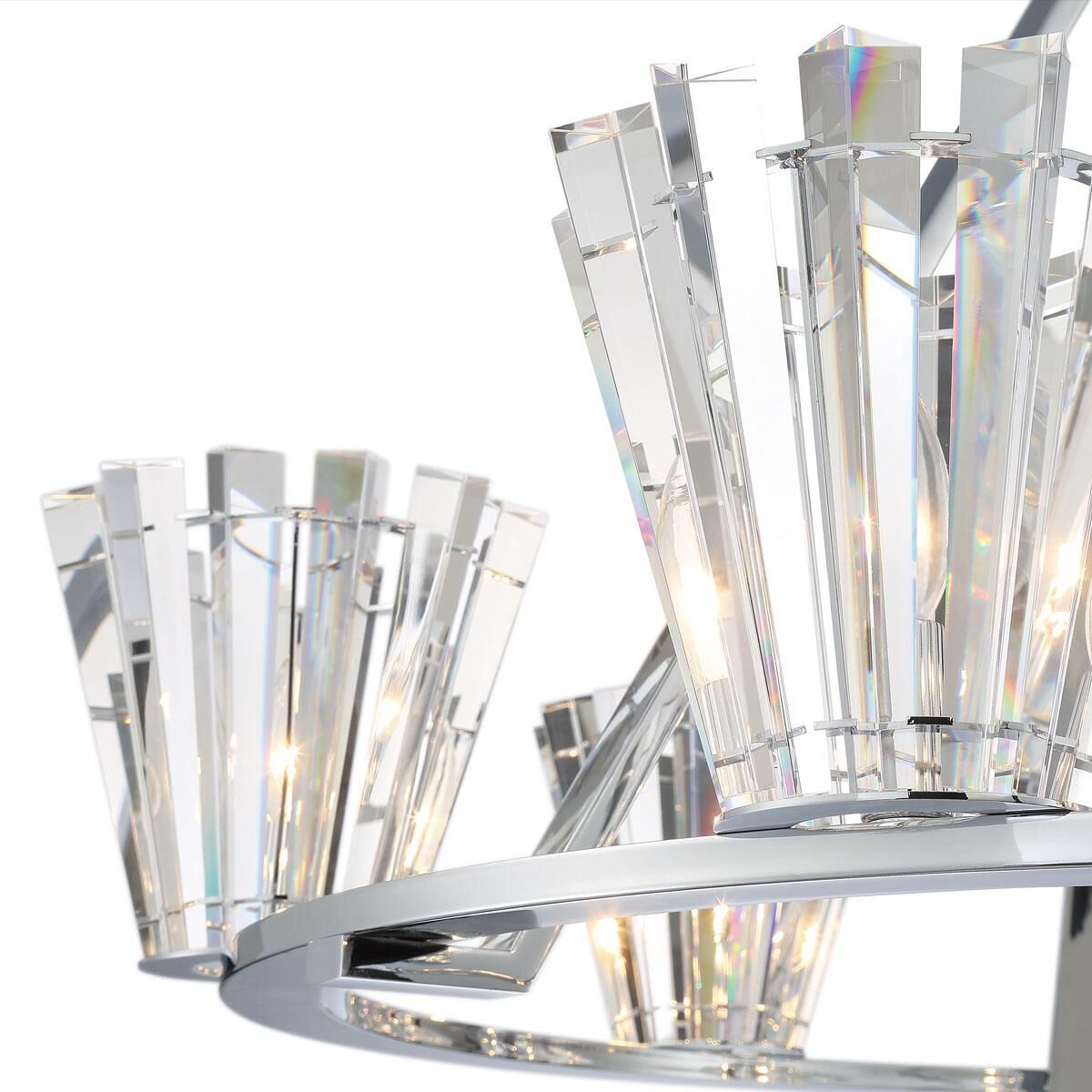 Shown in Chrome finish and Optic crystal and Crystal Prisms glass
