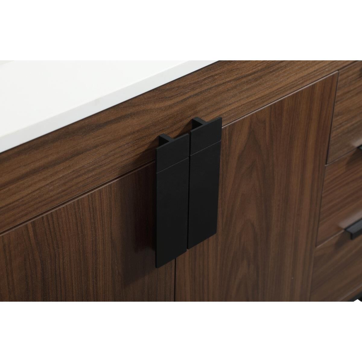 Shown in Walnut finish and With Backsplash accent