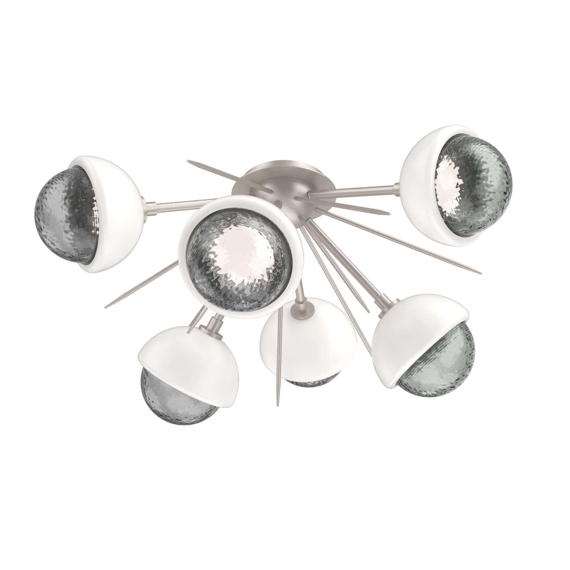 Shown in Beige Silver finish and Smoke glass and Salt White accent