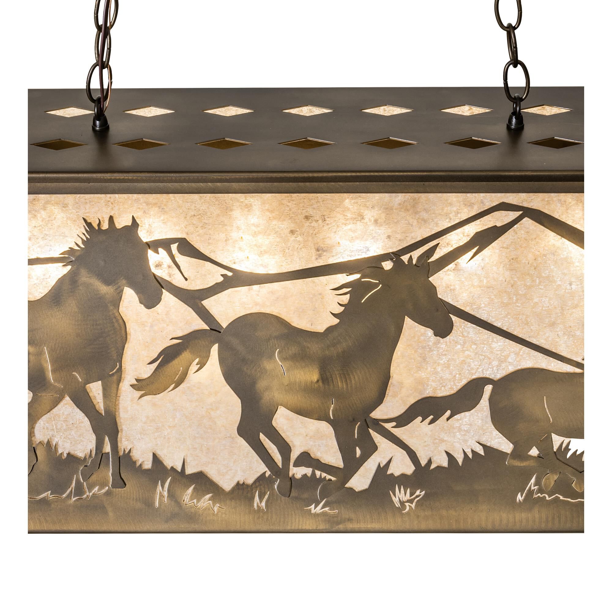 Shown in Antique Copper Finish finish and Silver Mica glass