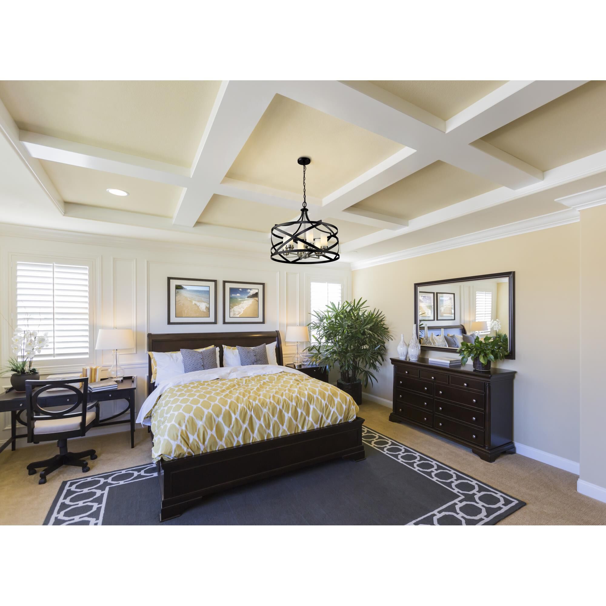 Shown in Matte Black + Brushed Nickel finish and Glass shade