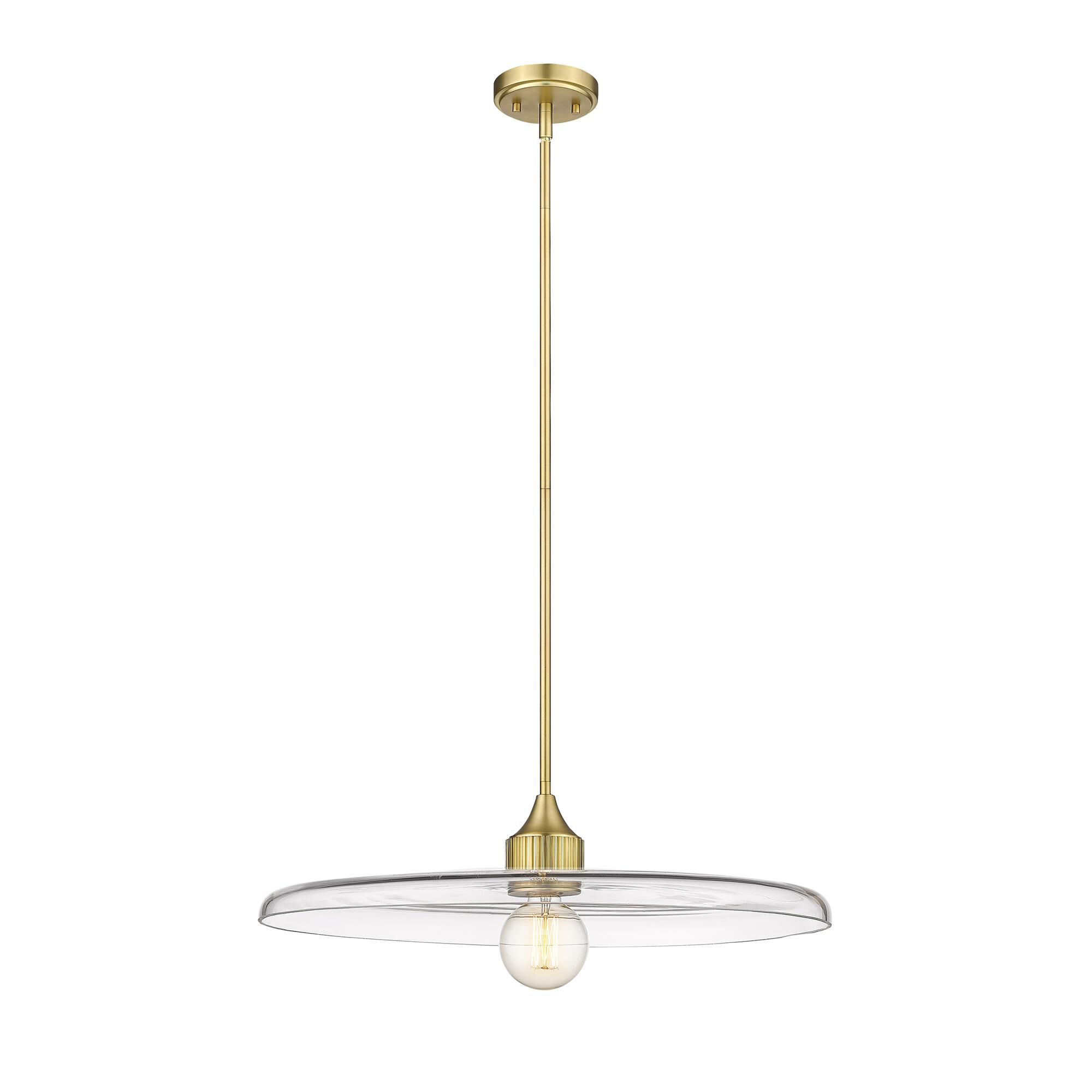 Shown in Olde Brass finish and Clear glass