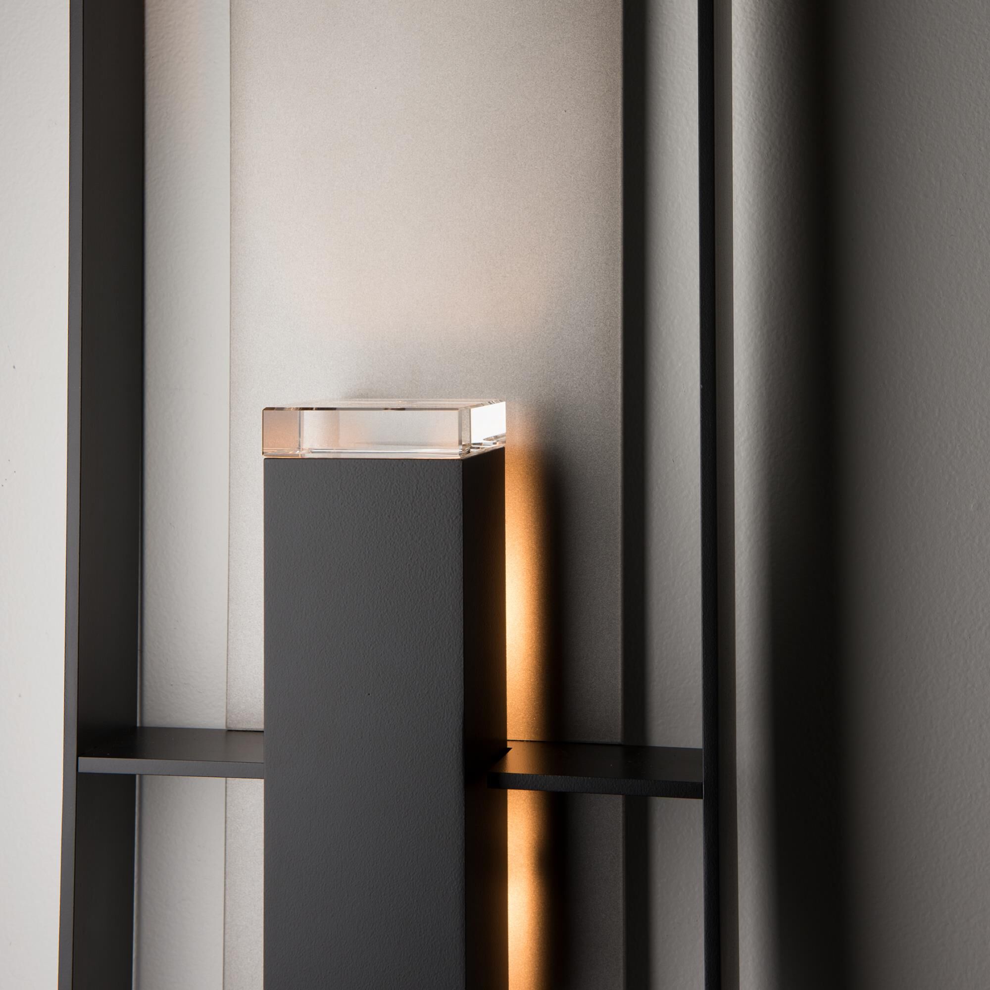 Shown in Coastal Black finish and Clear glass and Coastal Burnished Steel accent