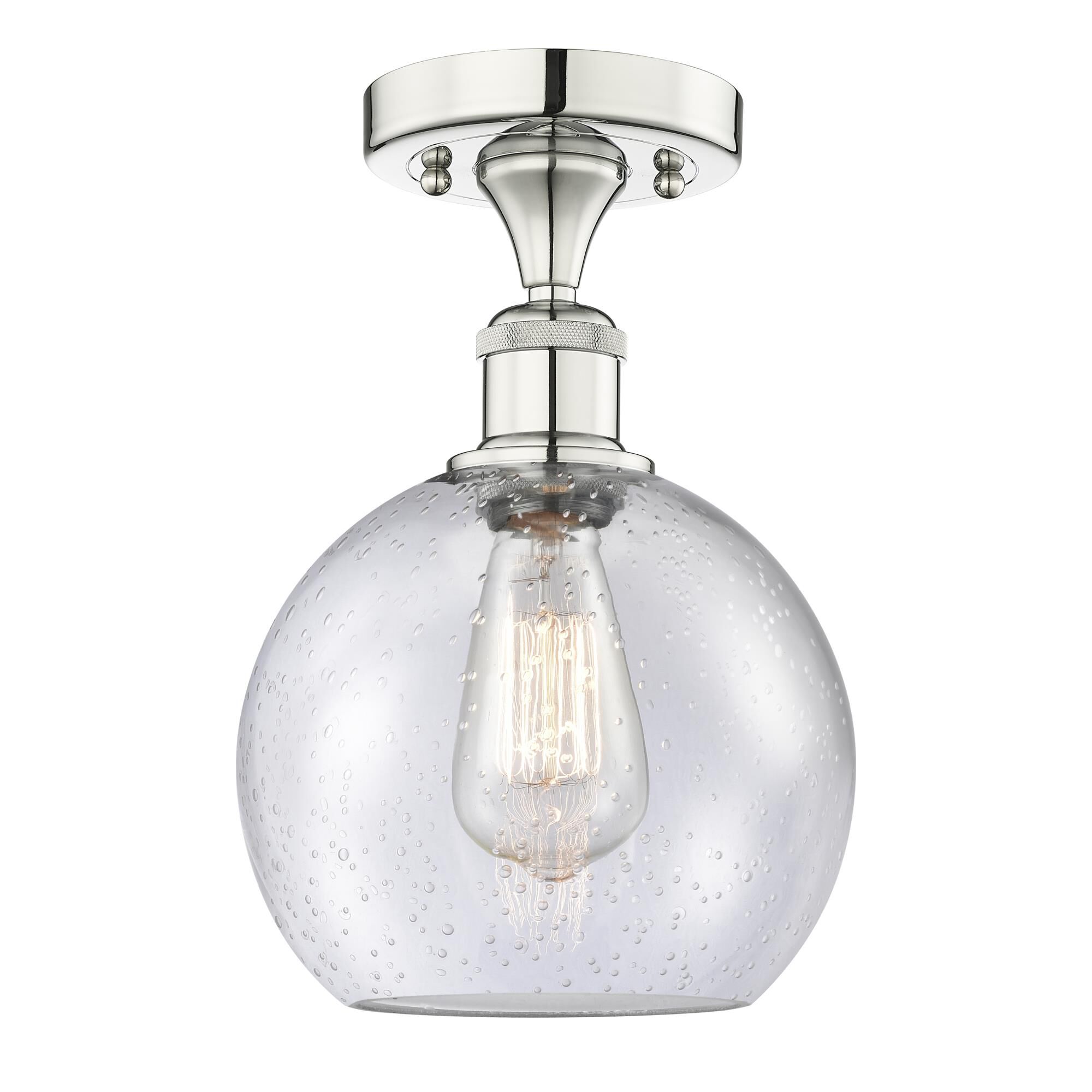 Shown in Polished Nickel finish and Seedy glass