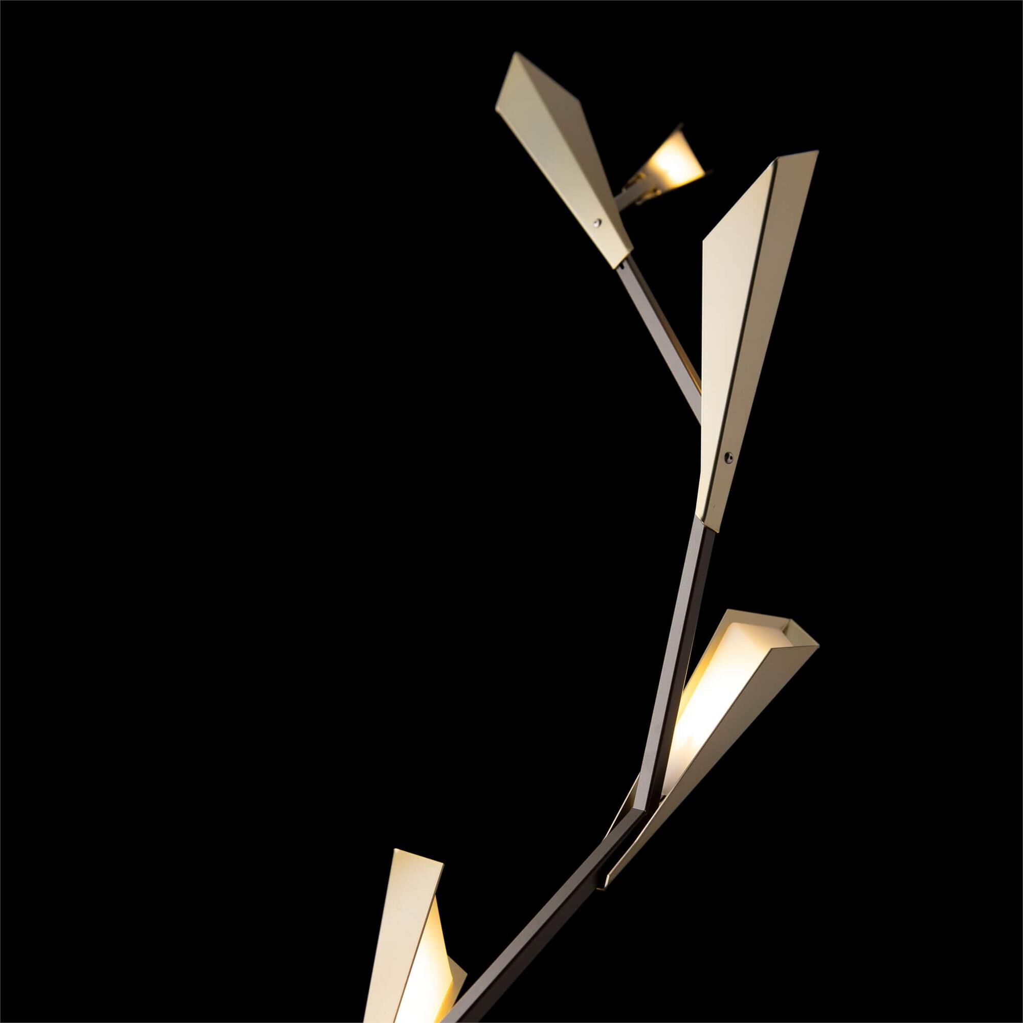 Shown in Dark Smoke finish and Modern Brass shade and White accent