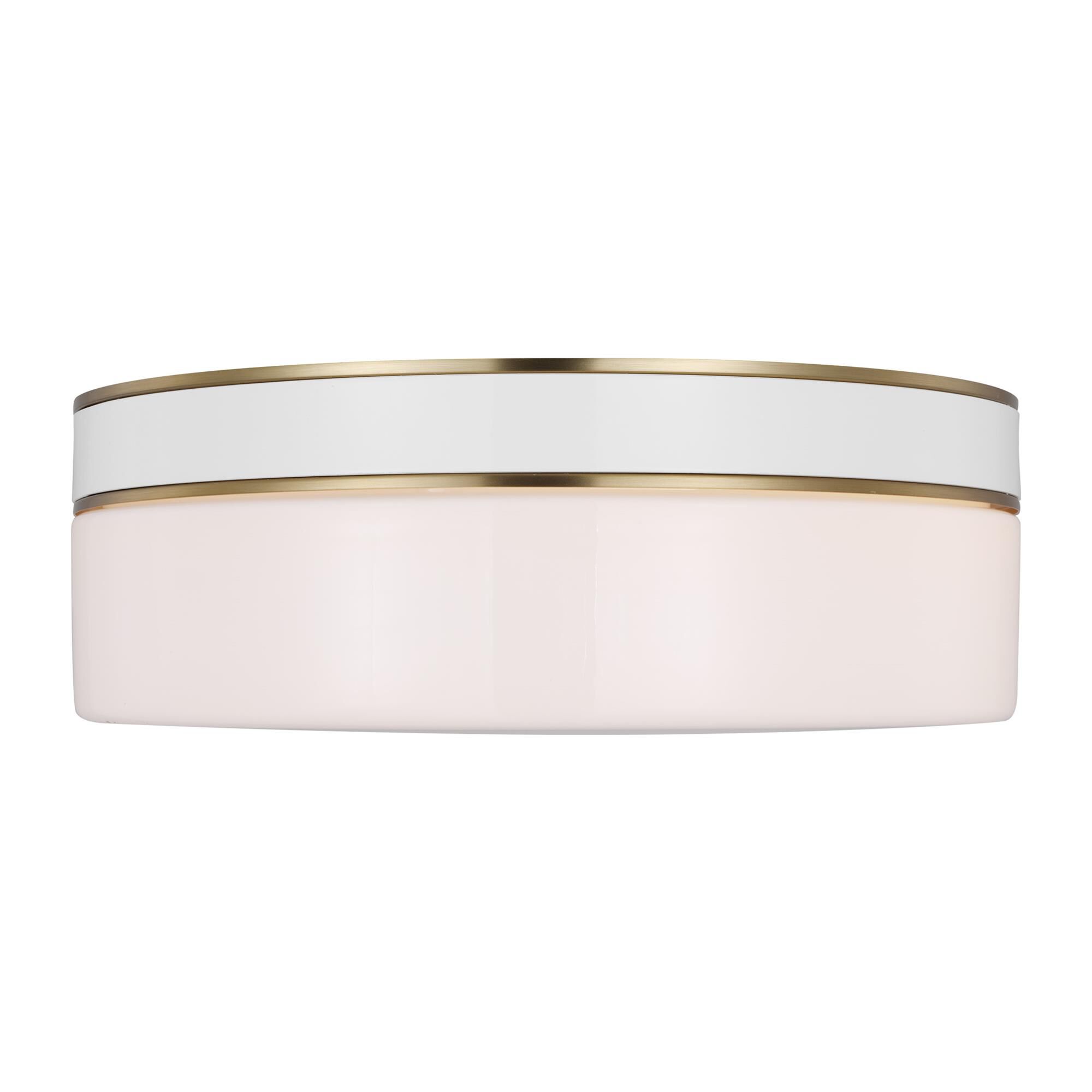 Shown in Burnished Brass finish and Milk White glass