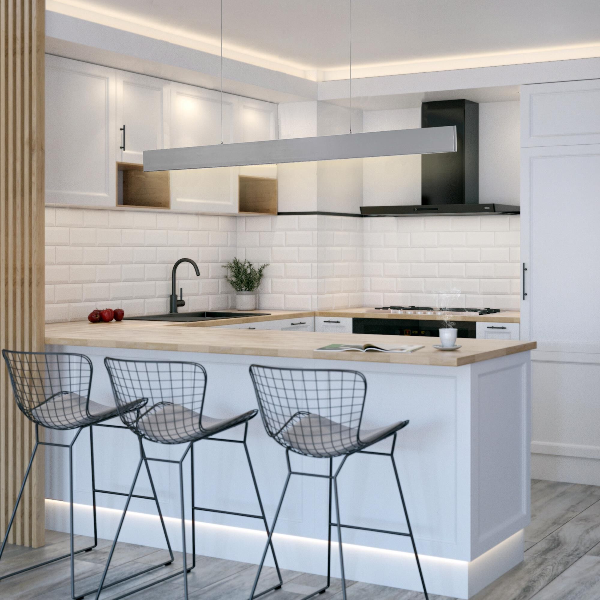 Shown in Brushed Aluminum finish and Rectangle shade