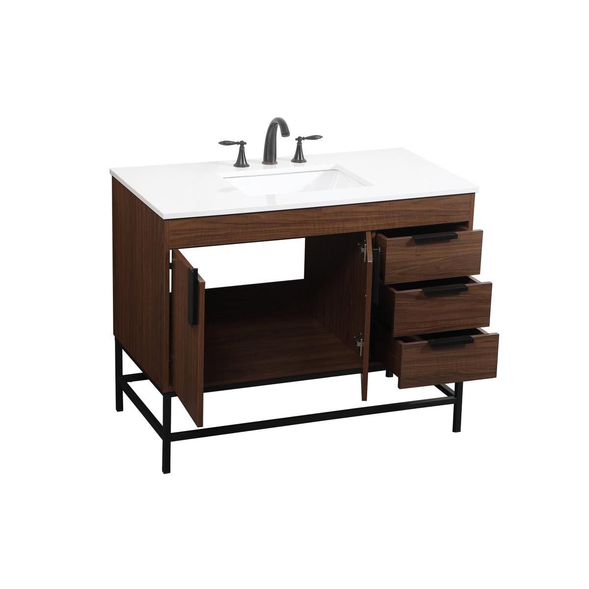 Shown in Walnut finish and Without Backsplash accent