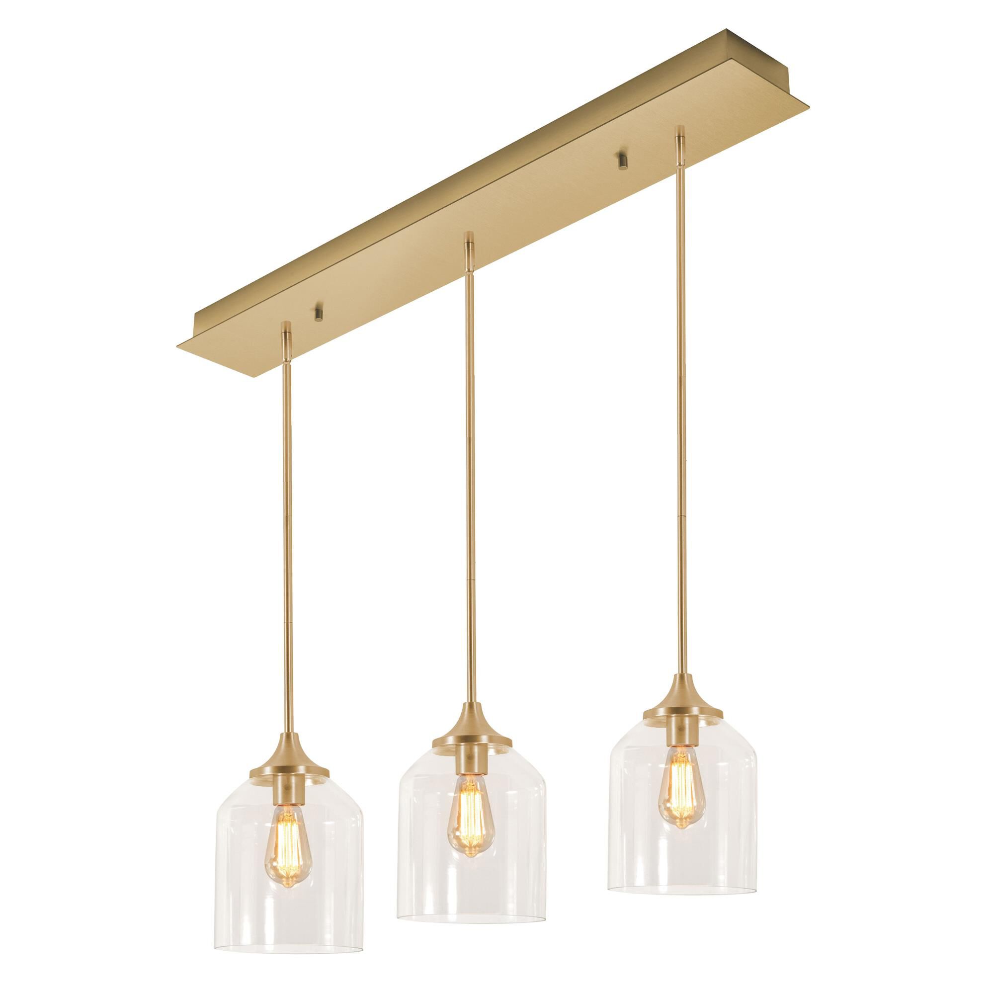 William 36 Inch 36 Inch 3 Light Dimmable 60 Watt Linear Suspension Lights by AFX Lighting