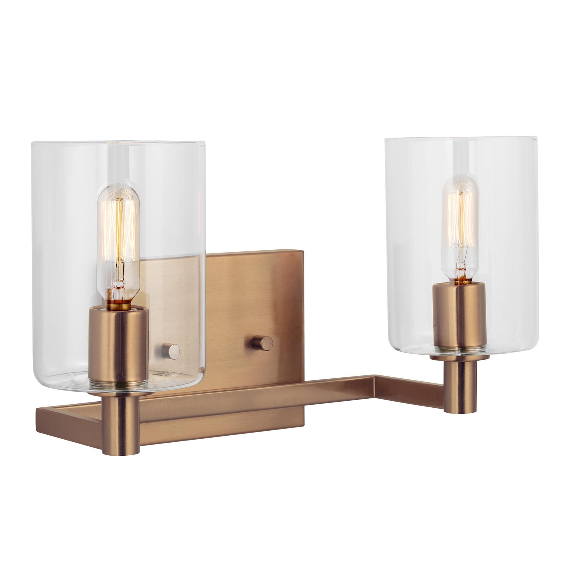 Shown in Satin Brass finish and Clear glass and Clear Glass s shade