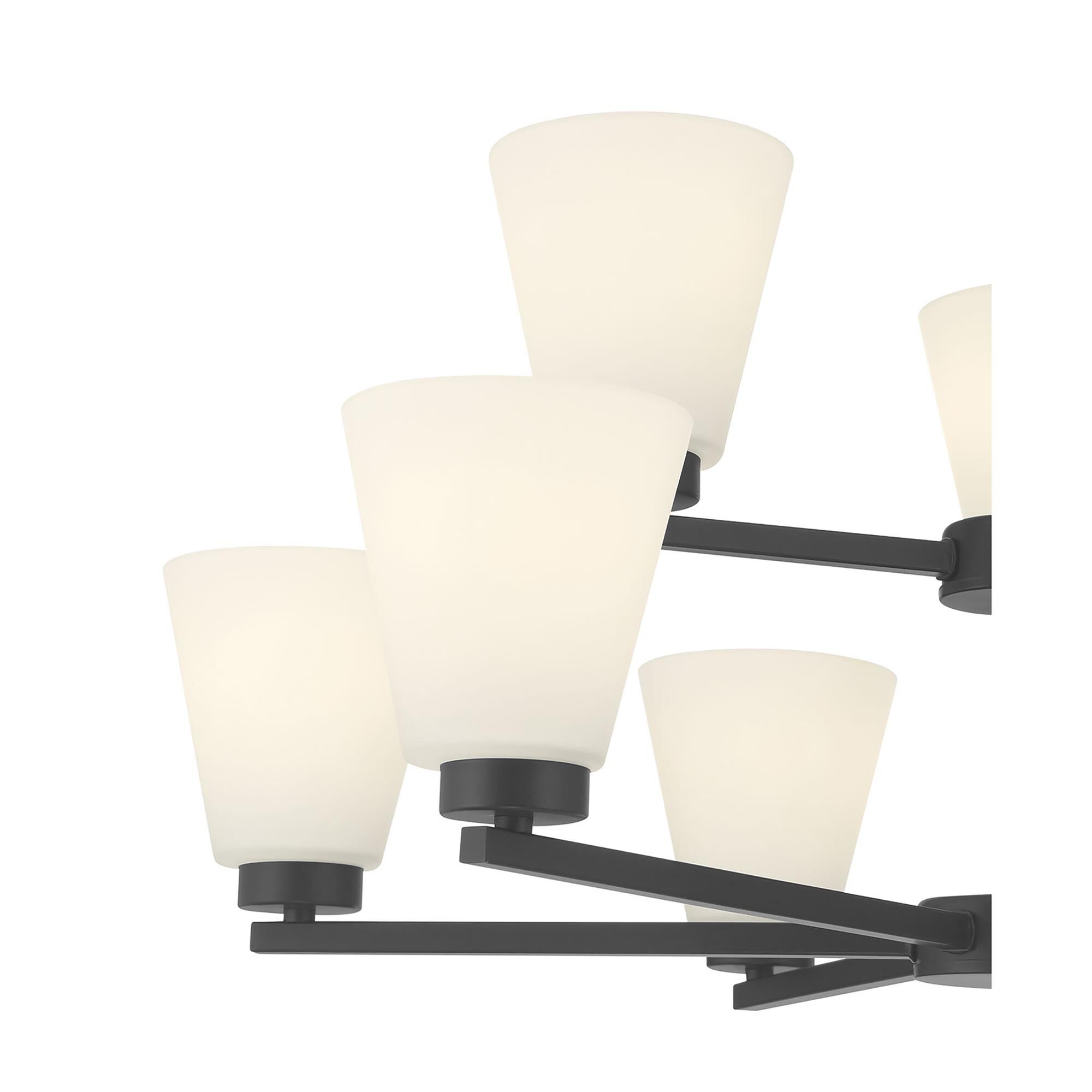 Shown in Matte Black finish and White Frosted glass