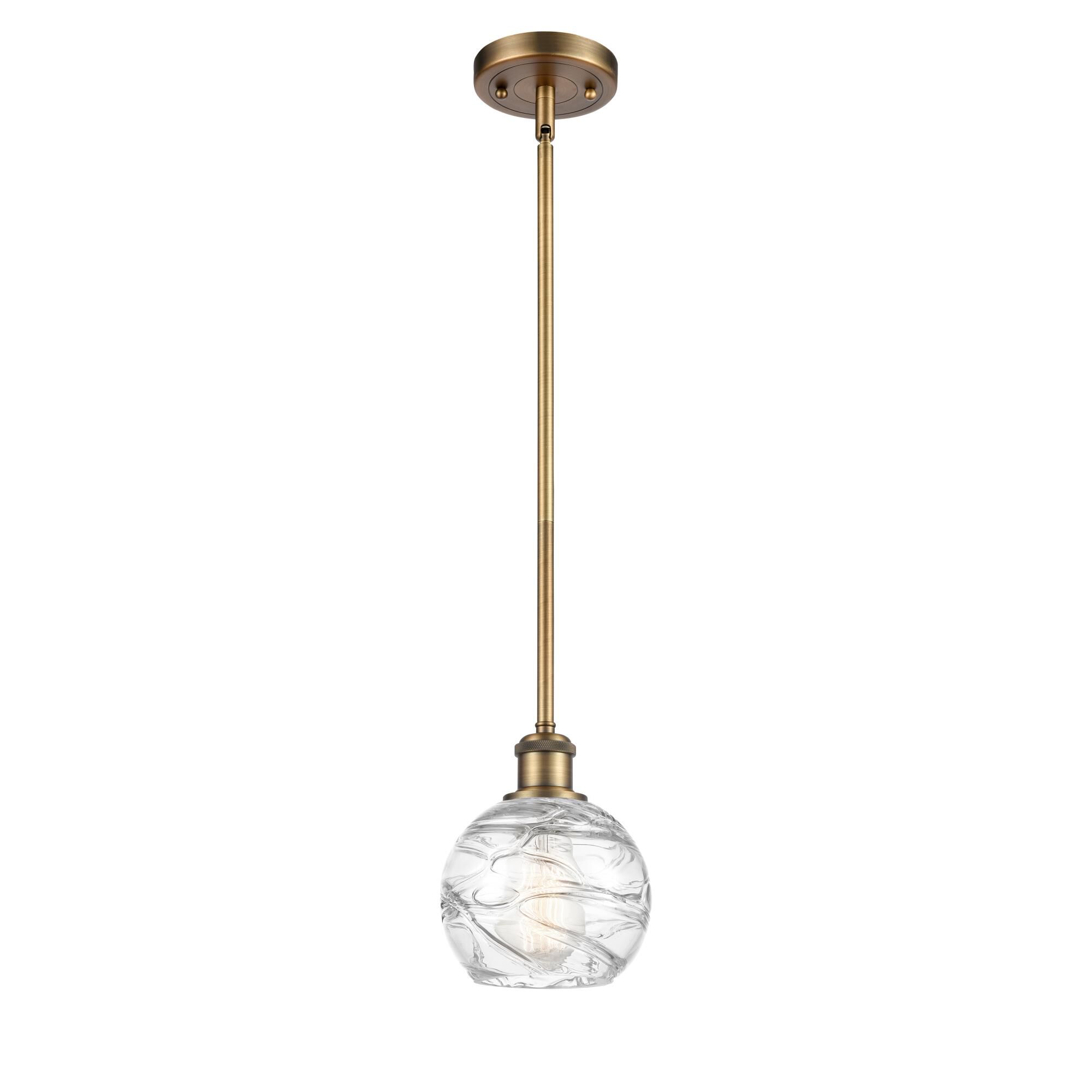 Shown in Brushed Brass finish and Sphere glass and Glass shade