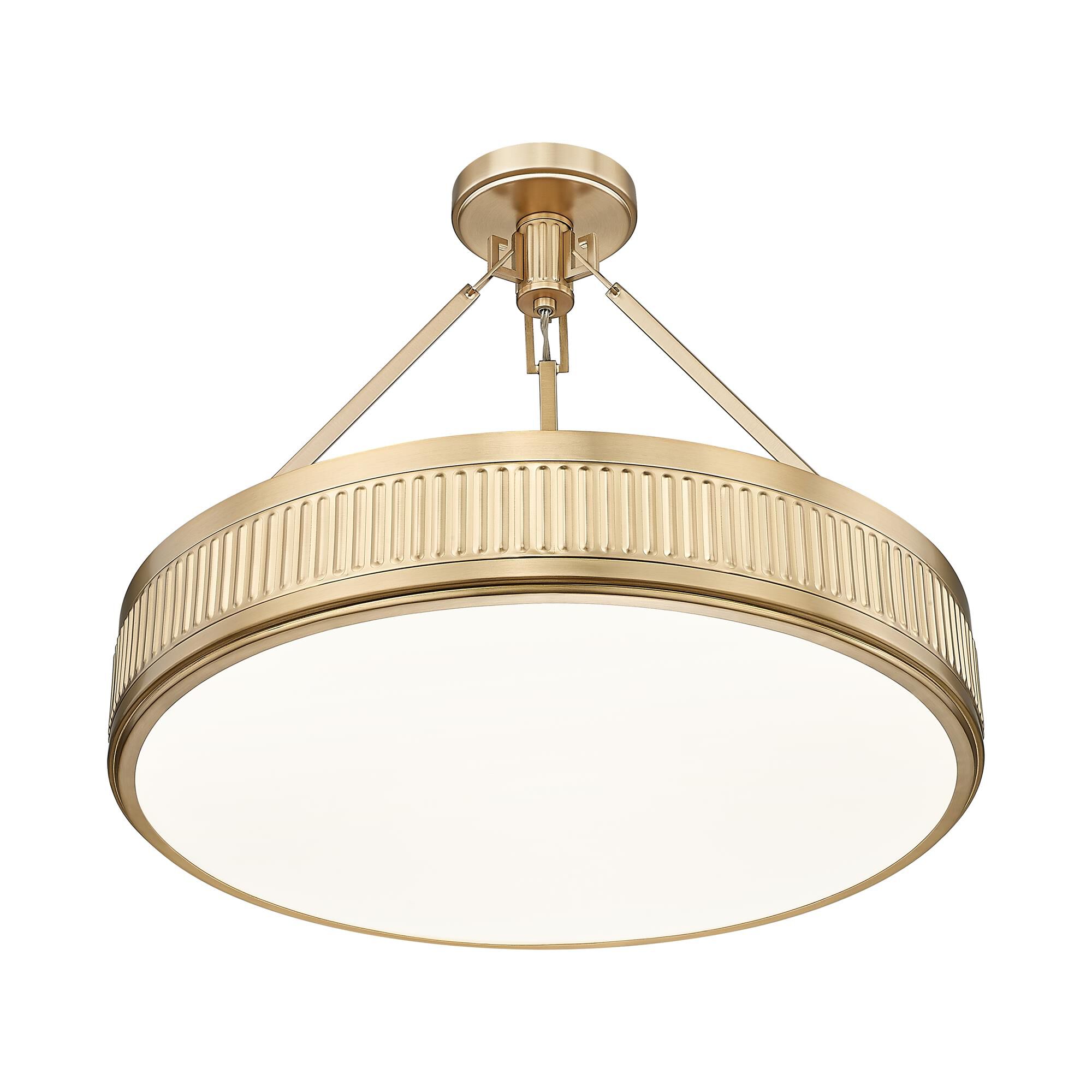 Shown in Modern Gold finish and White glass