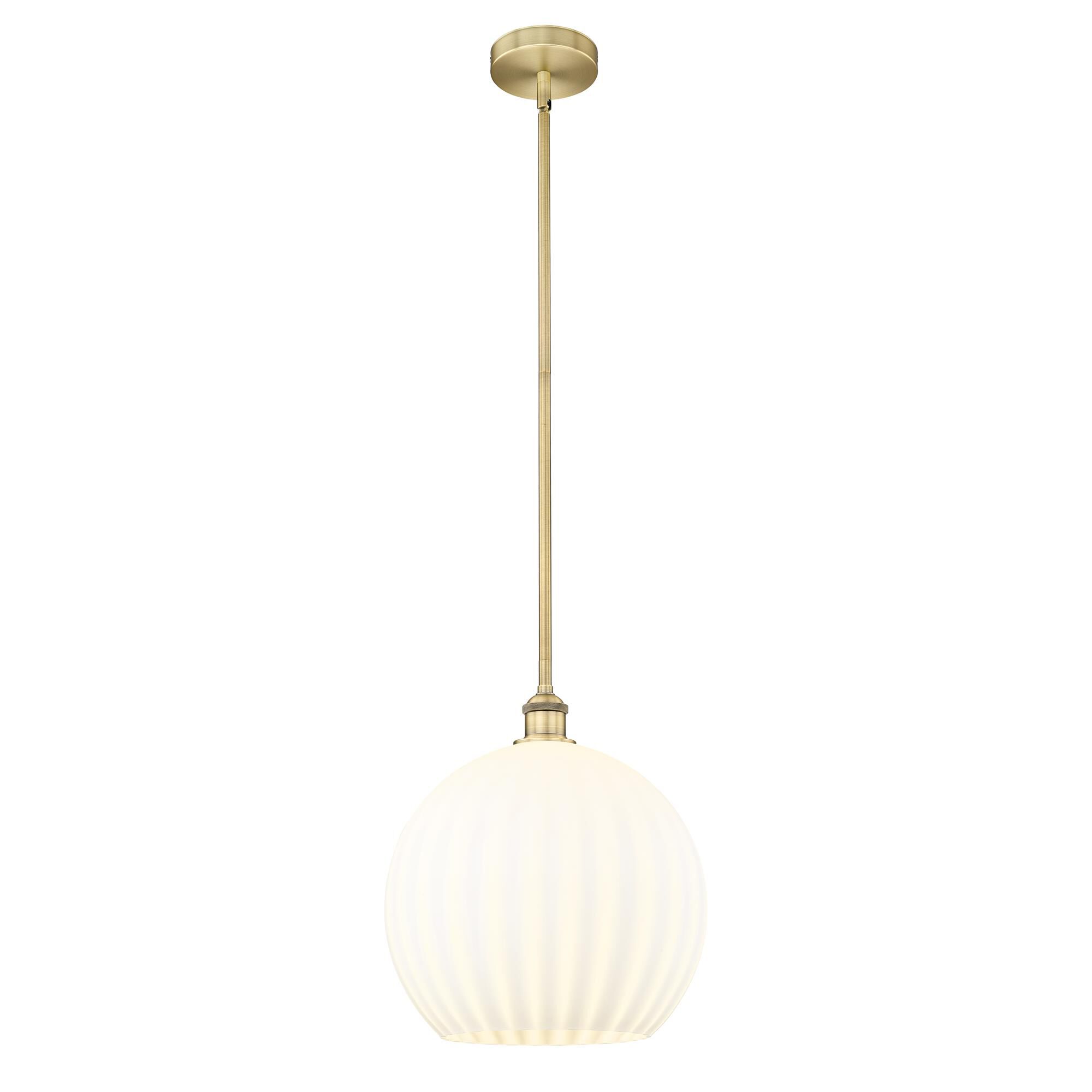 Shown in Brushed Brass finish and White Venetian glass