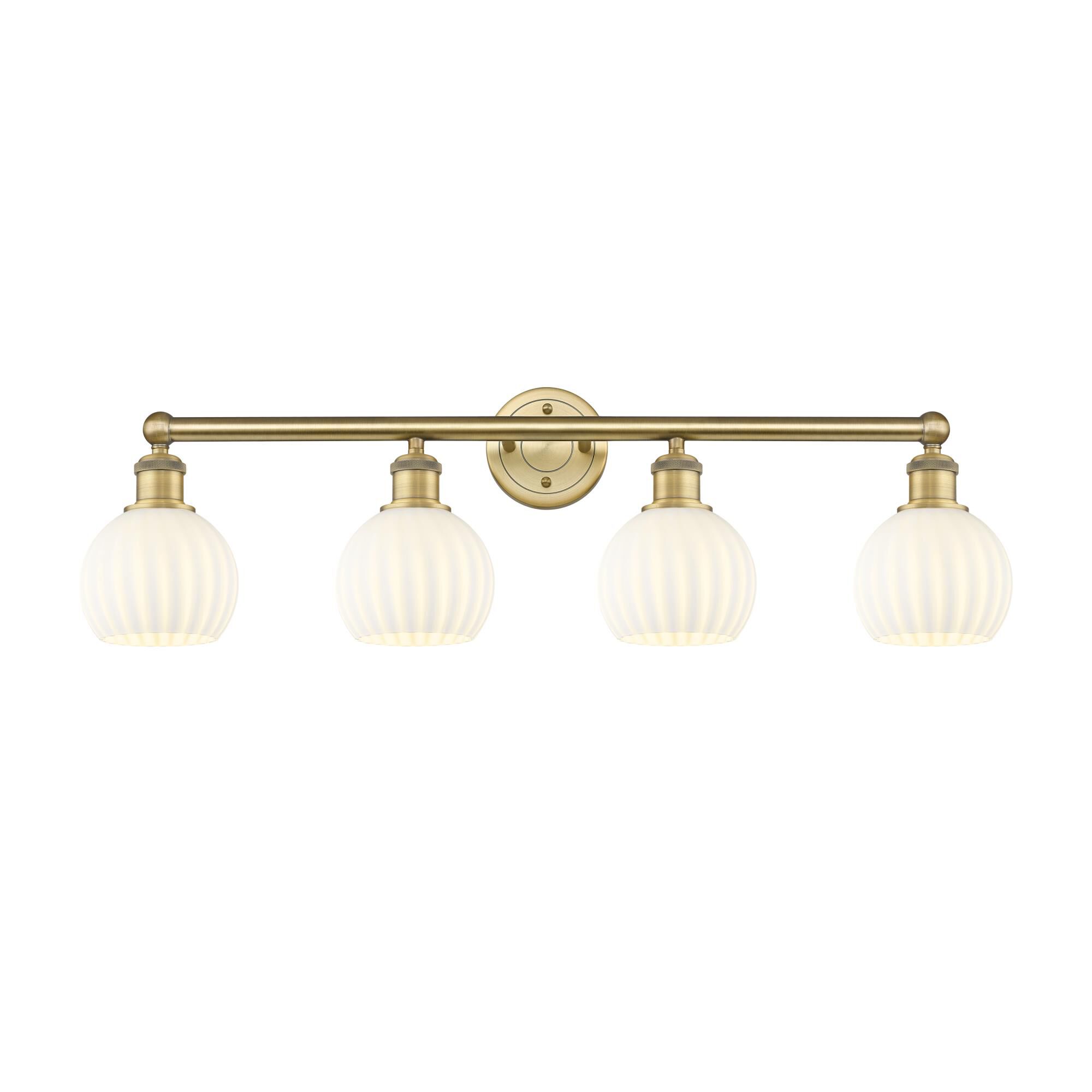 Shown in Brushed Brass finish and White Venetian glass