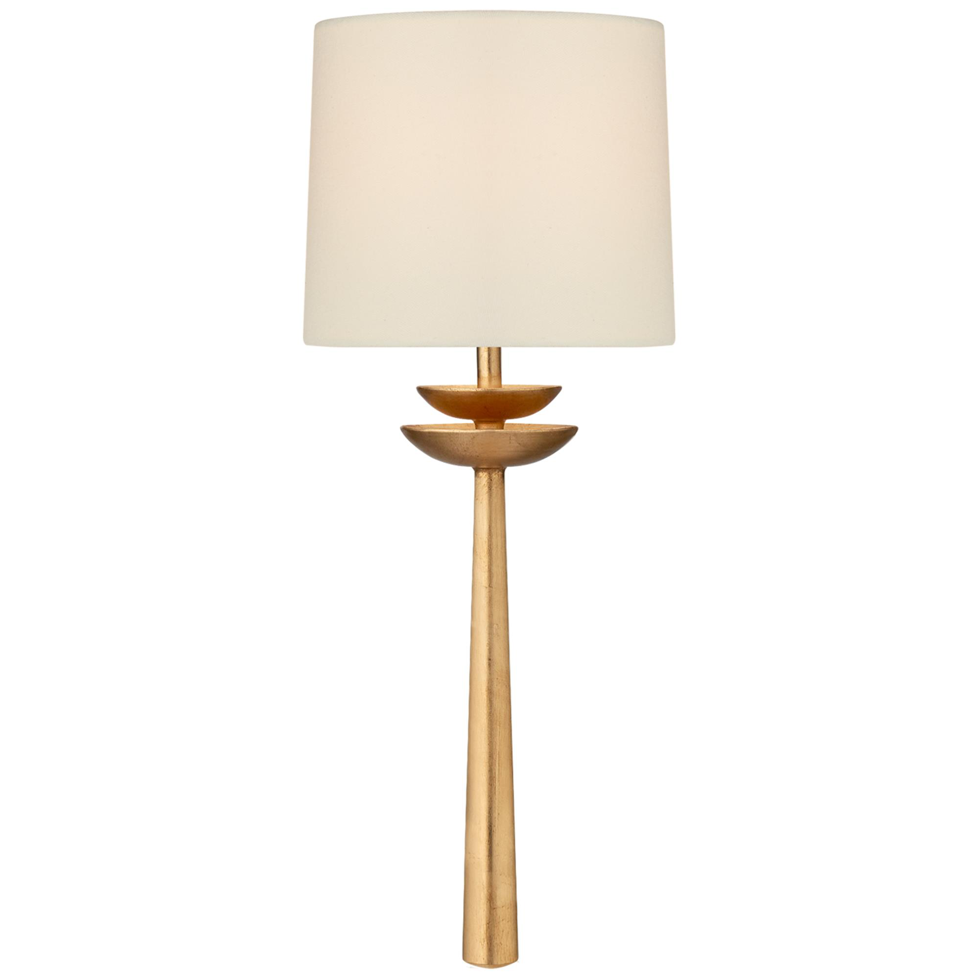 Shown in Gild finish and Linen Shield shade