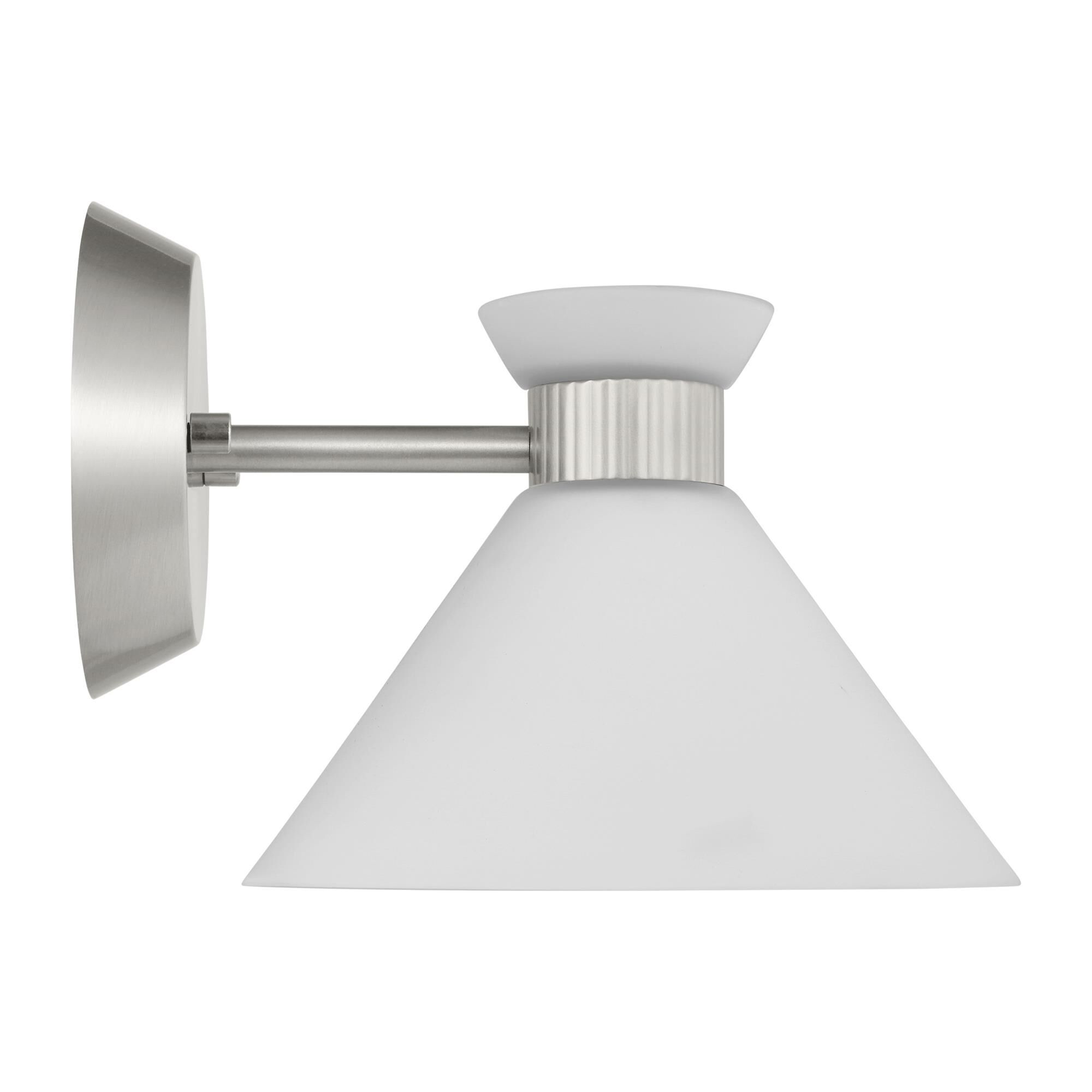Shown in Brushed Steel finish and Etched White Glass s shade