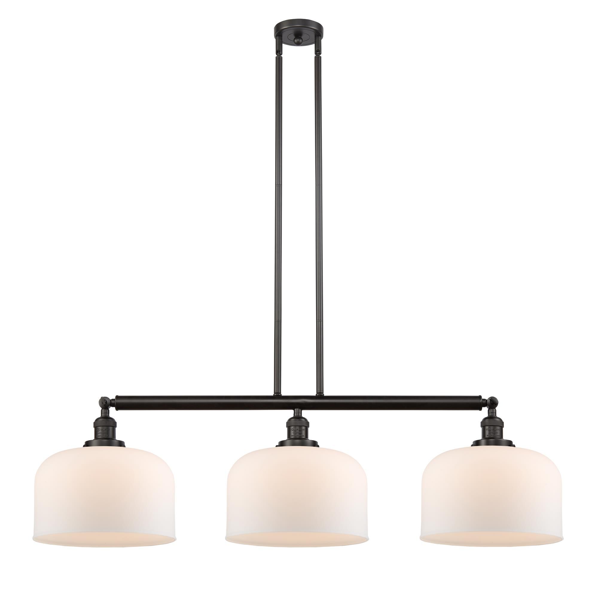 Shown in Oil Rubbed Bronze finish and Matte White Cased X-Large Bell glass