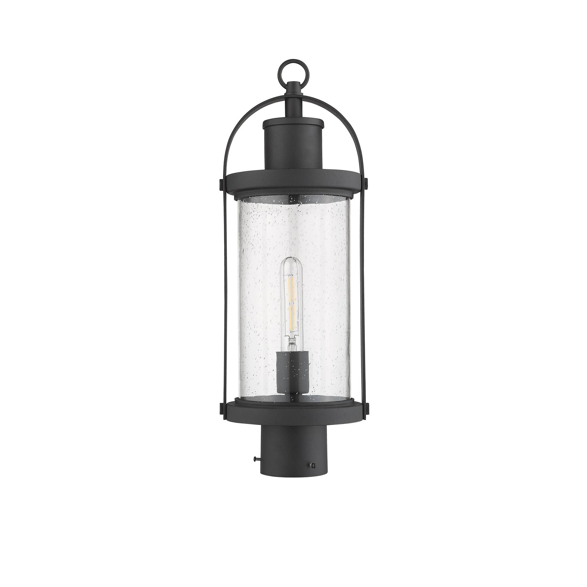 Shown in Black finish and Glass shade