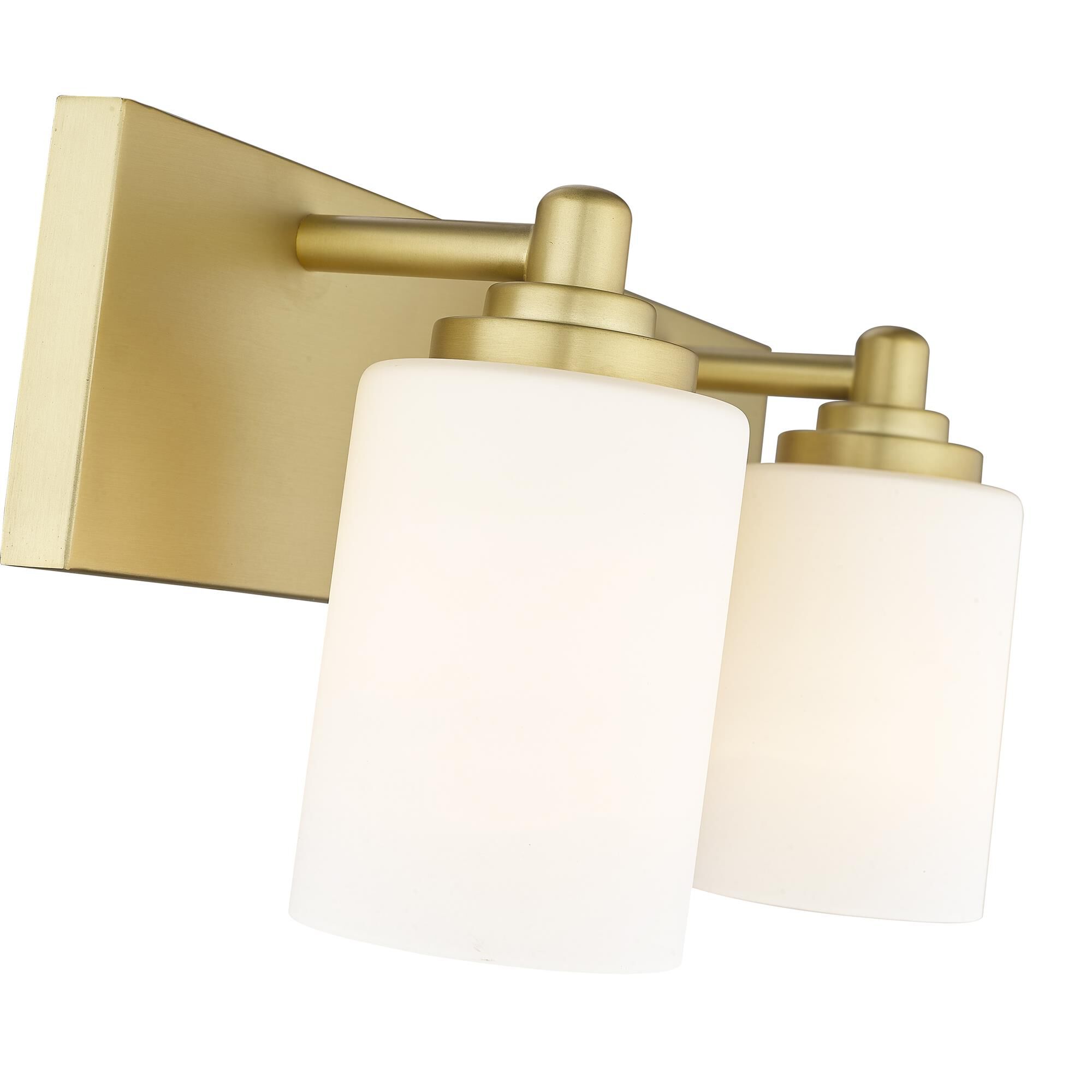 Shown in Brushed Gold finish and White glass