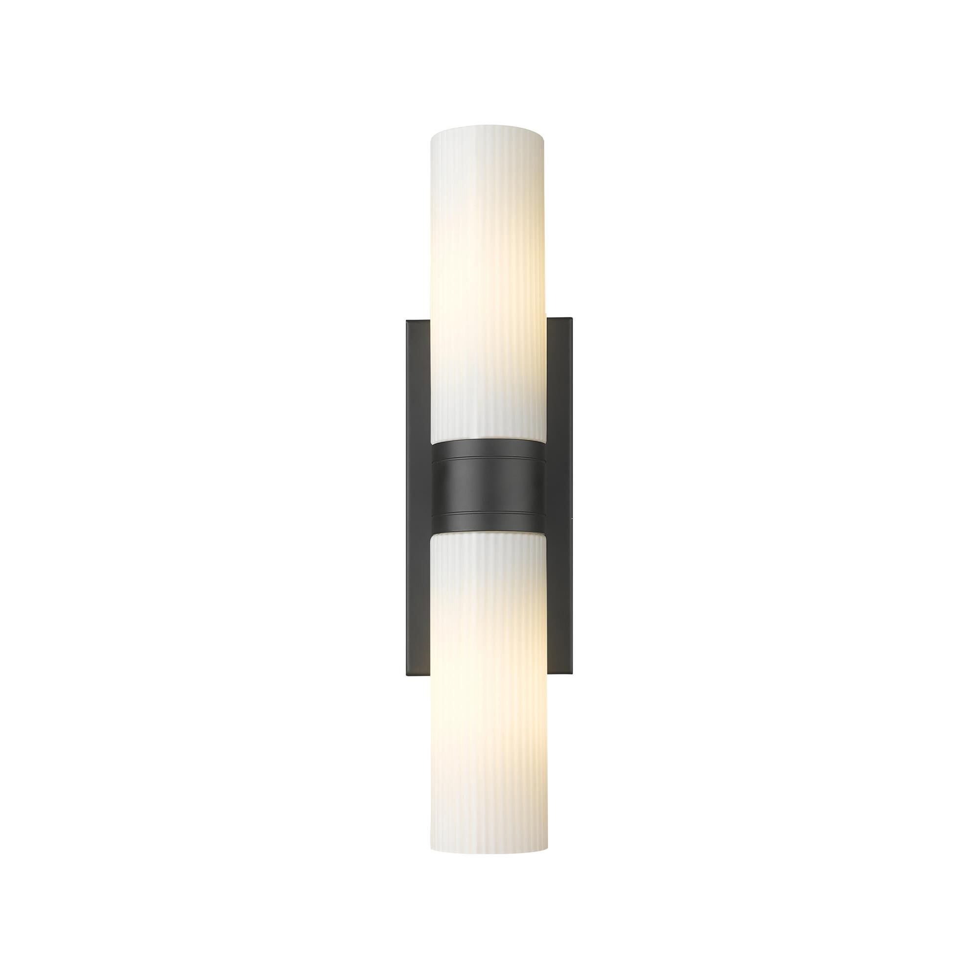 Shown in Matte Black finish and Striped White glass