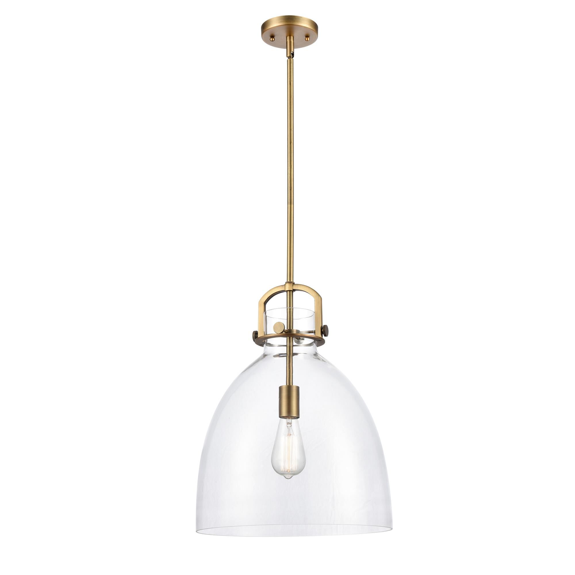 Shown in Brushed Brass finish and Clear glass