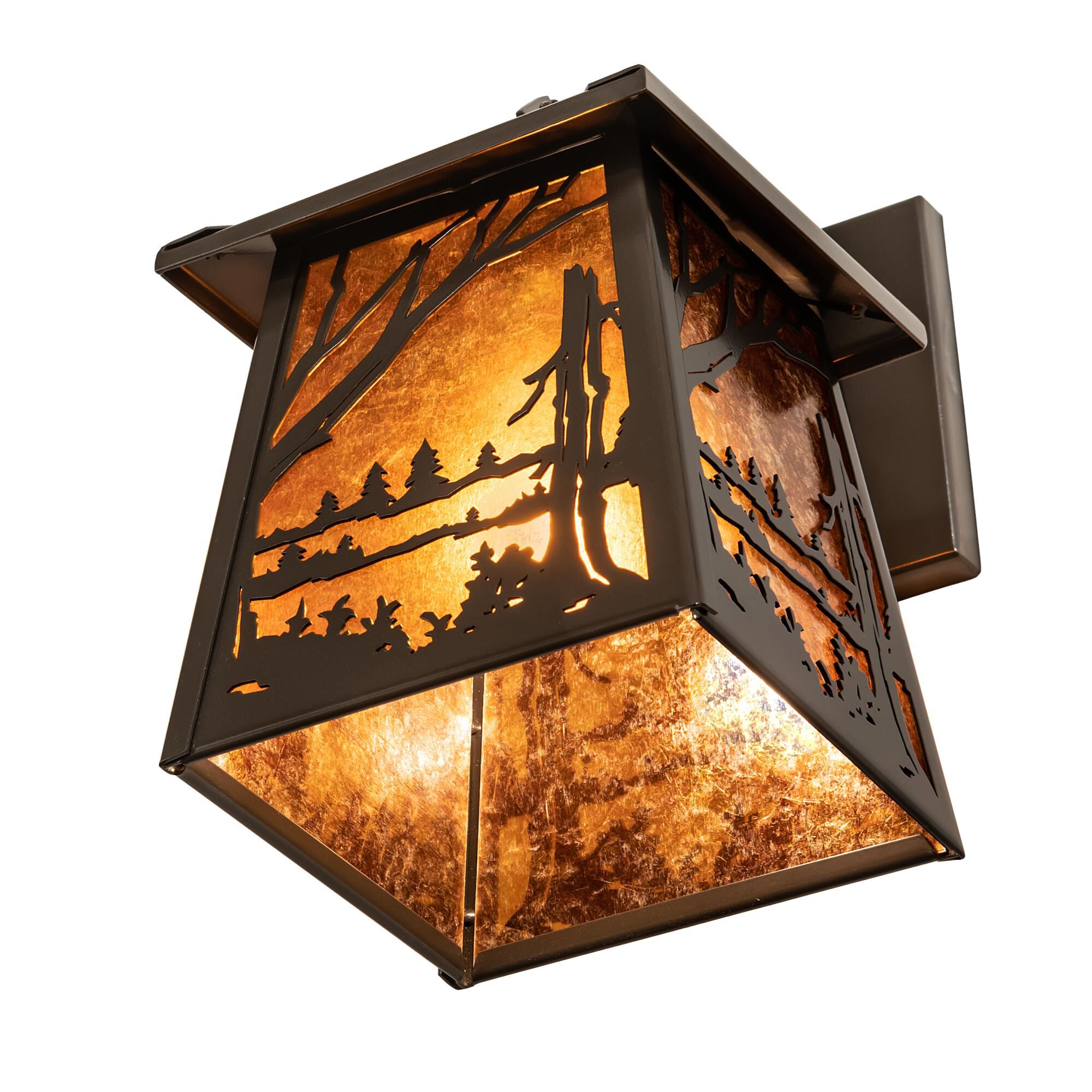 Shown in Timeless Bronze finish and Amber Mica glass