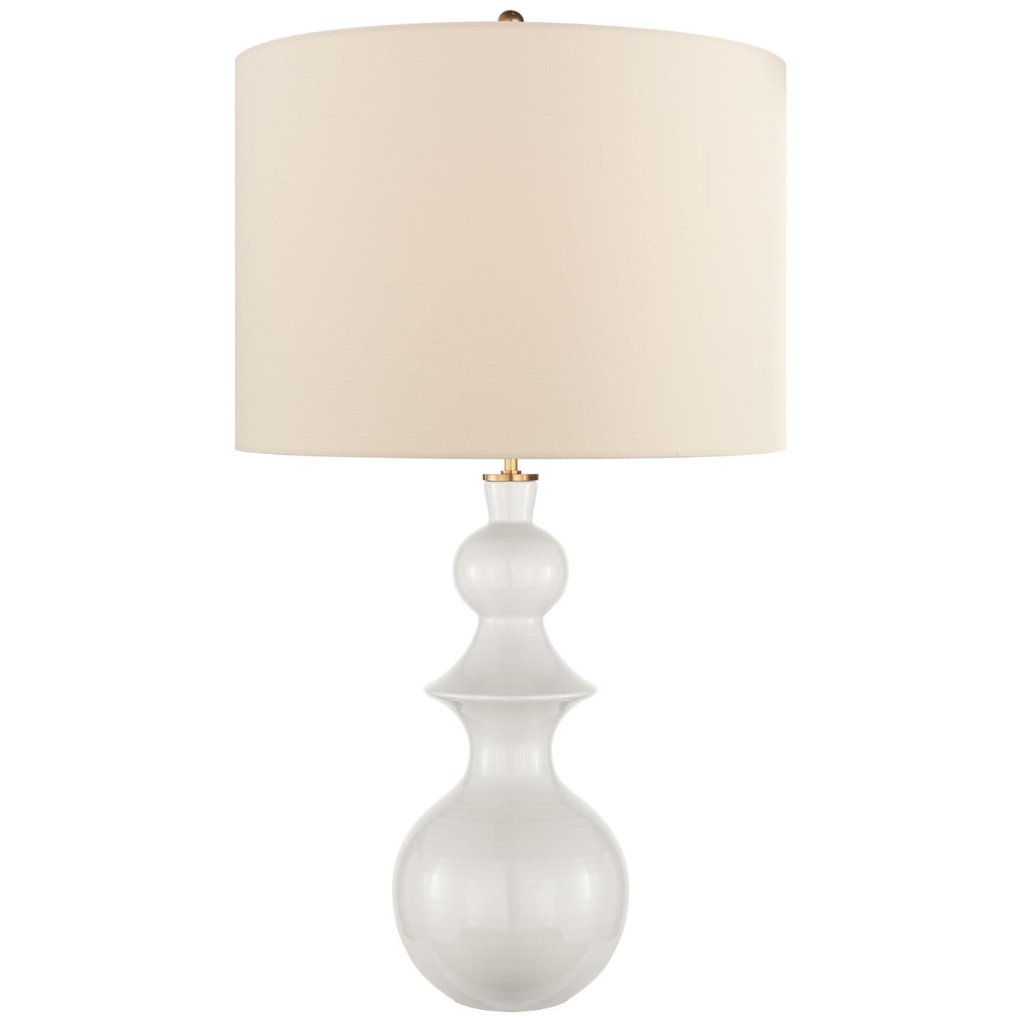 Shown in New White finish and Linen shade