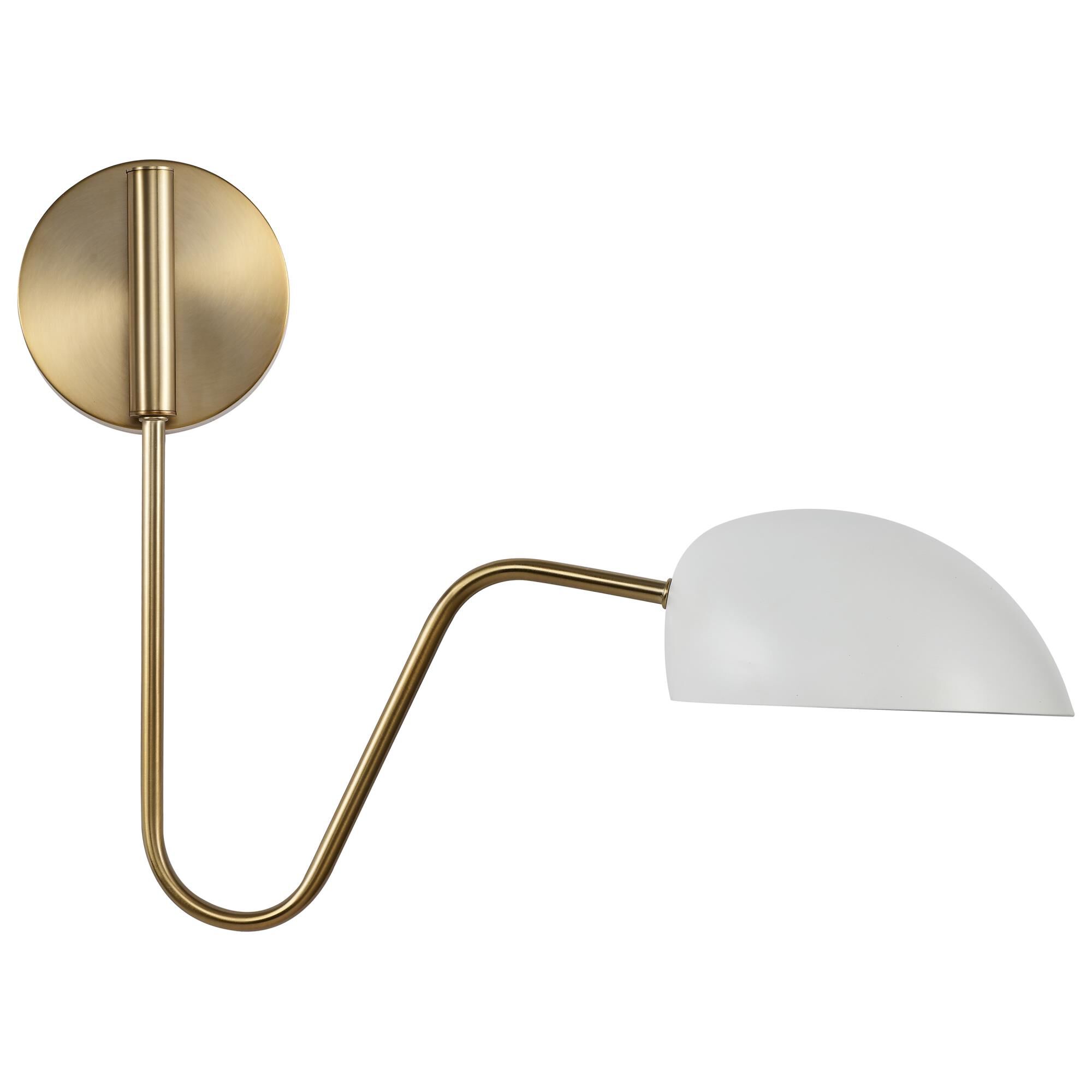 Shown in Matte White and Burnished Brass finish