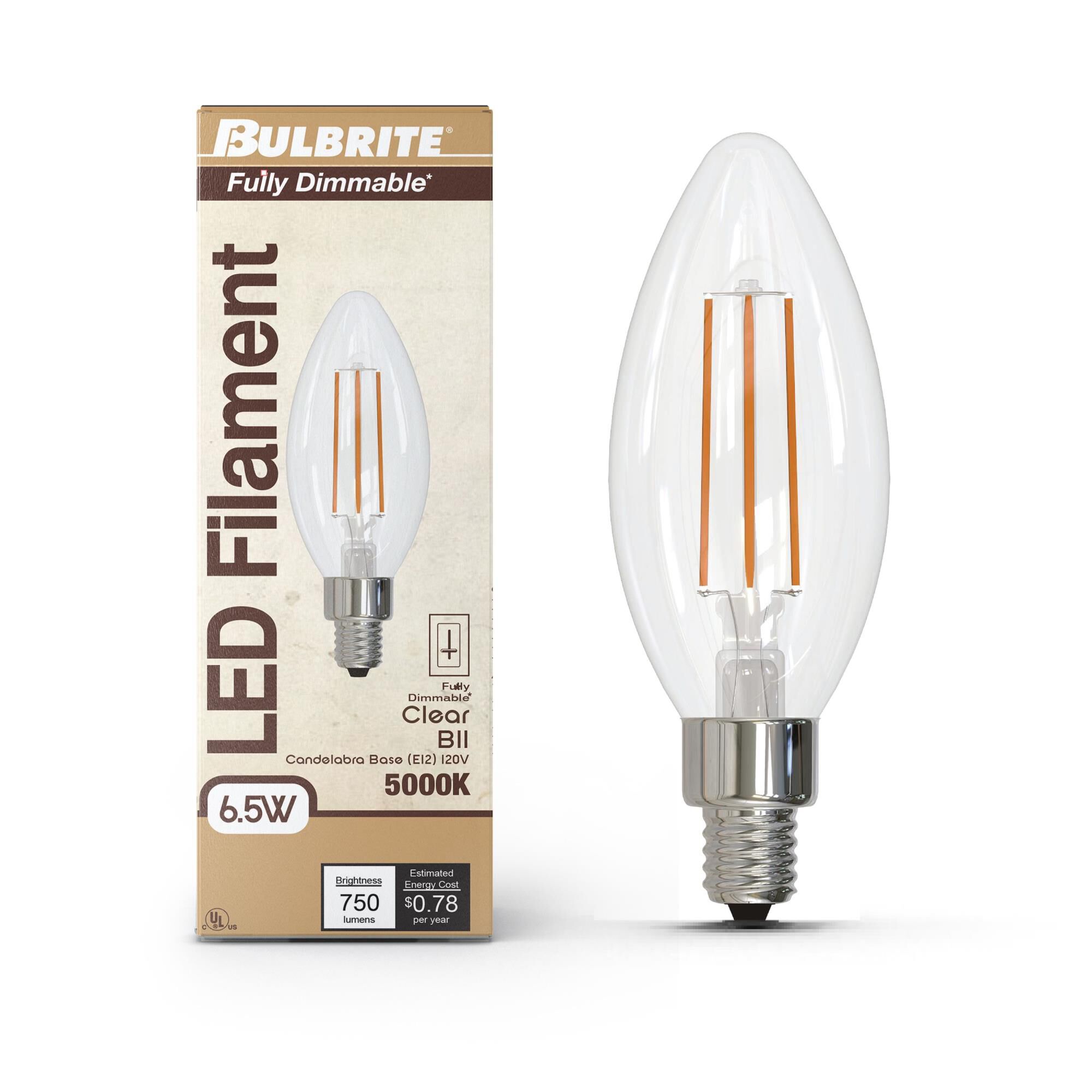 Clear B11 Base E12 5000K LED Light Bulb,