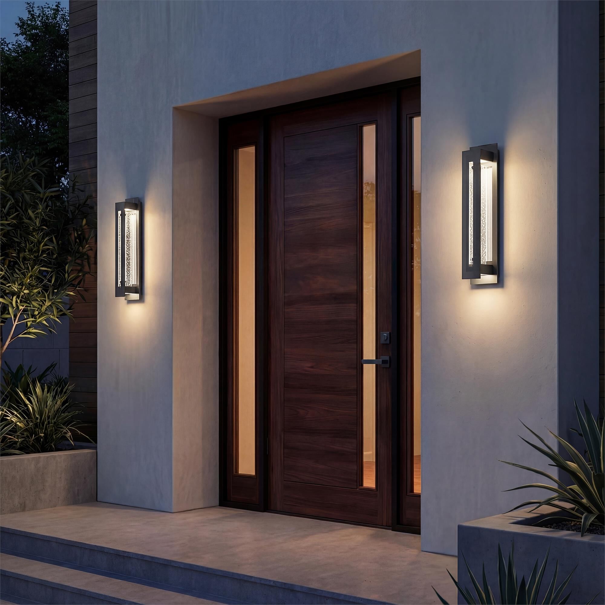 Shown in Textured Black finish and Clear Seeded glass