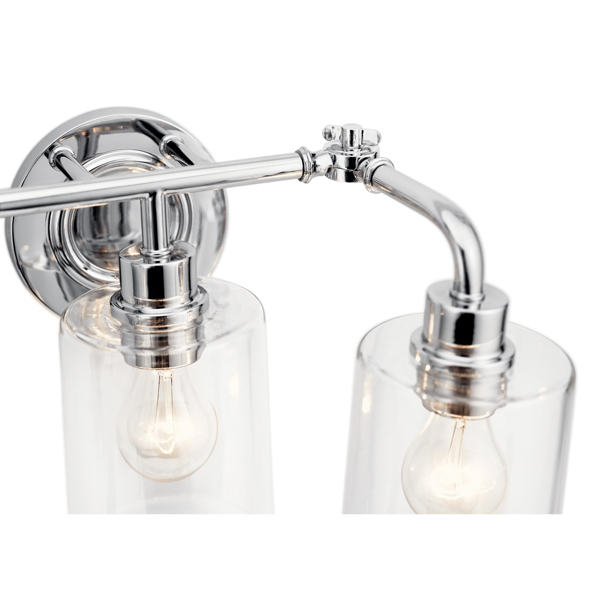 Shown in Chrome finish and Clear glass