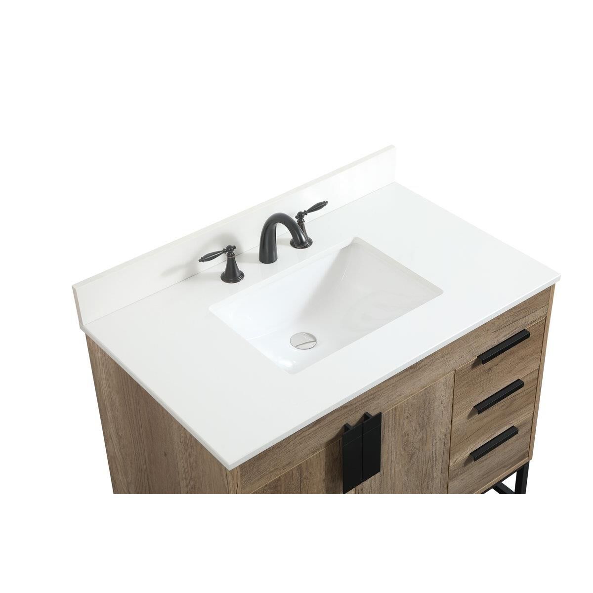 Shown in Natural Oak finish and With Backsplash accent