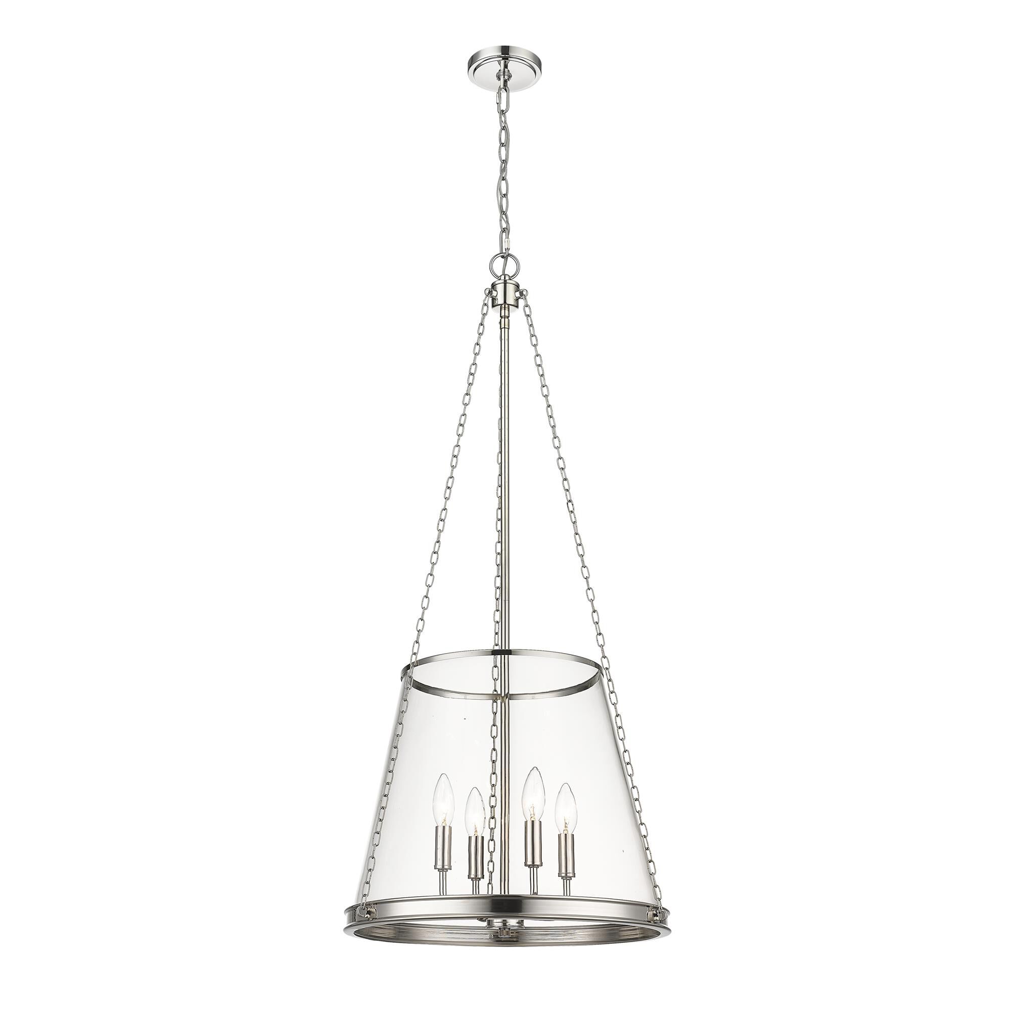 Shown in Polished Nickel finish and Clear glass