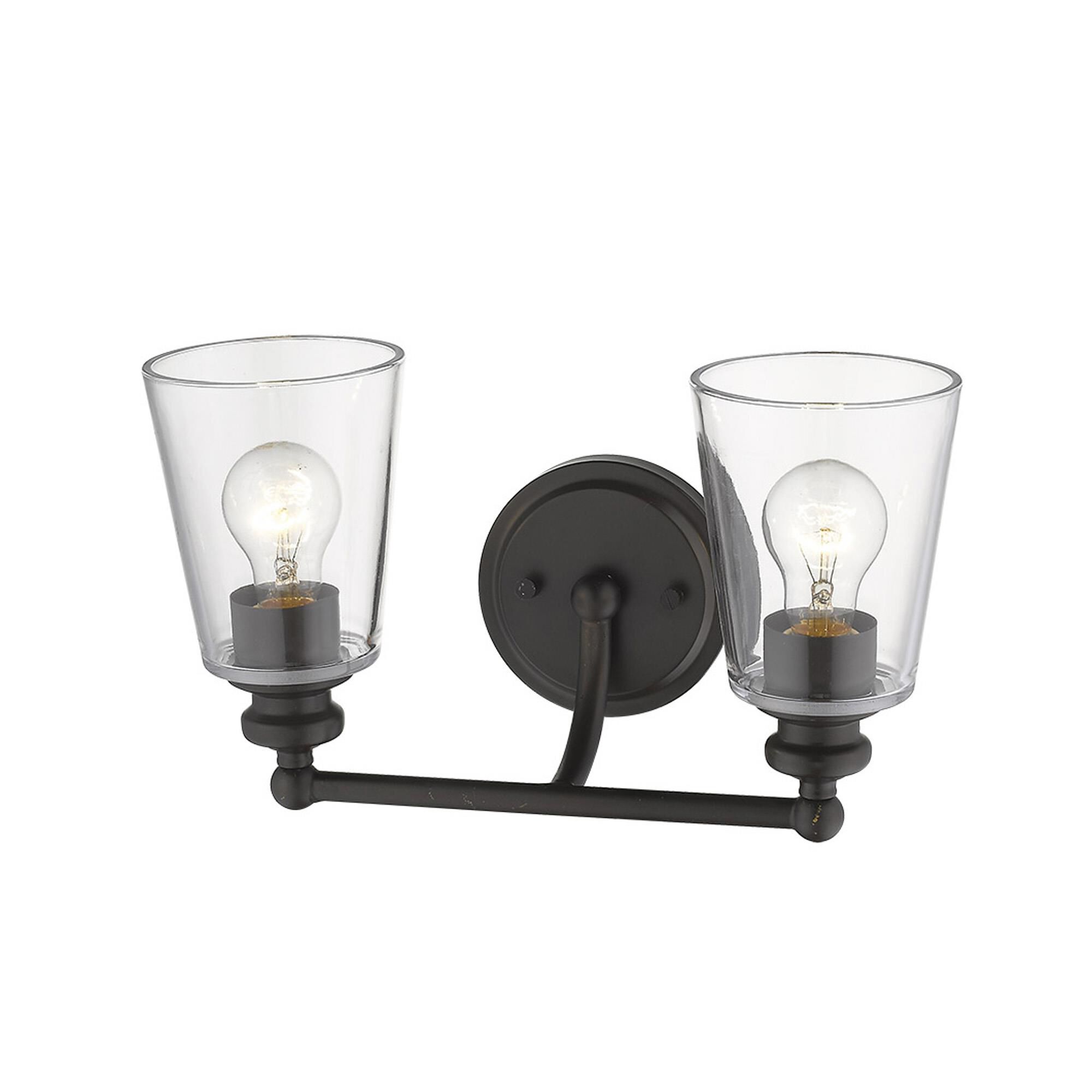 Shown in Oil-Rubbed Bronze finish and Clear glass and Clear, Cone Shaped Glass shade