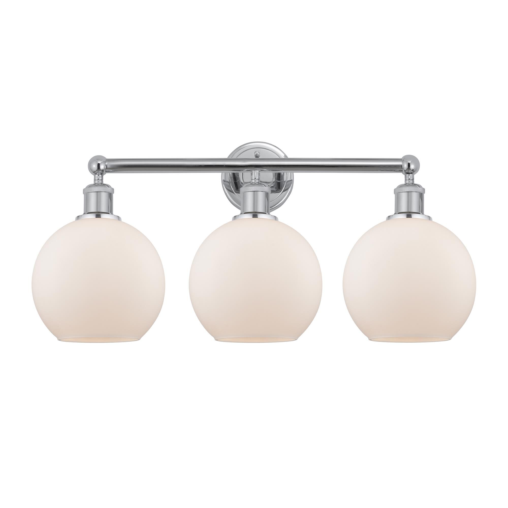 Shown in Polished Chrome finish and Matte White glass