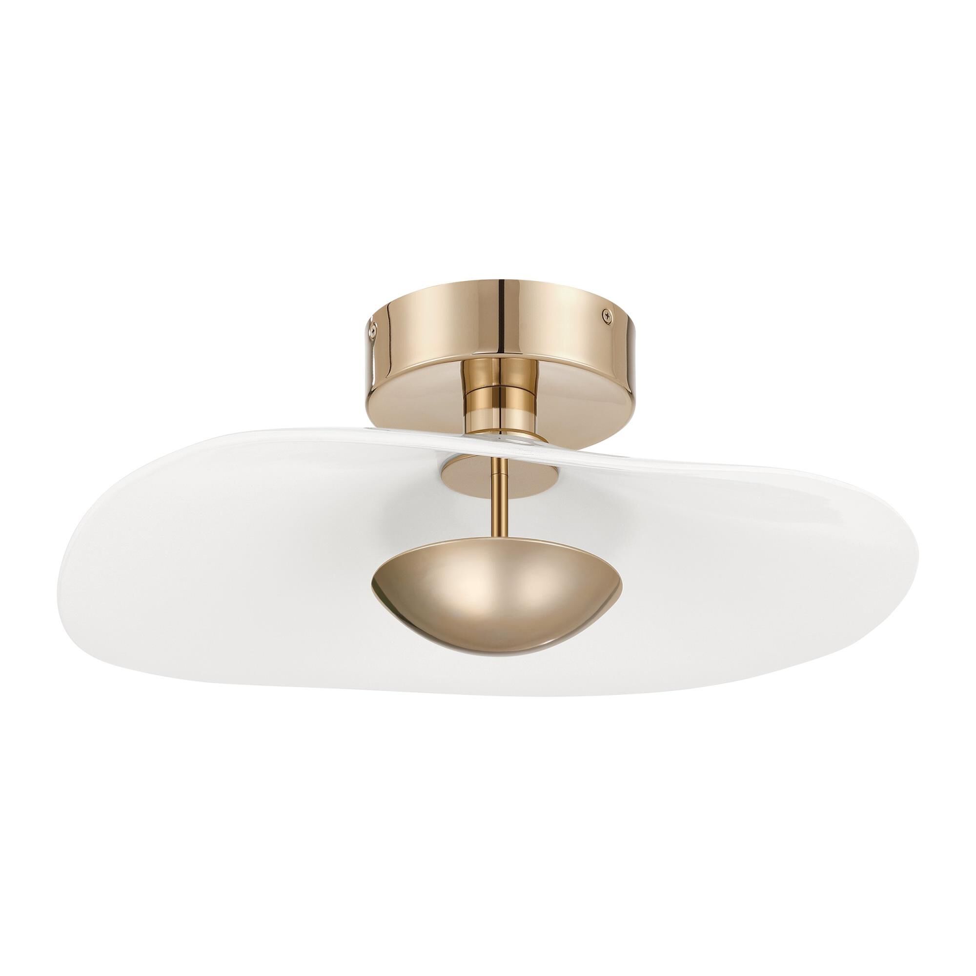 Shown in Polished Gold finish and White Glazed glass