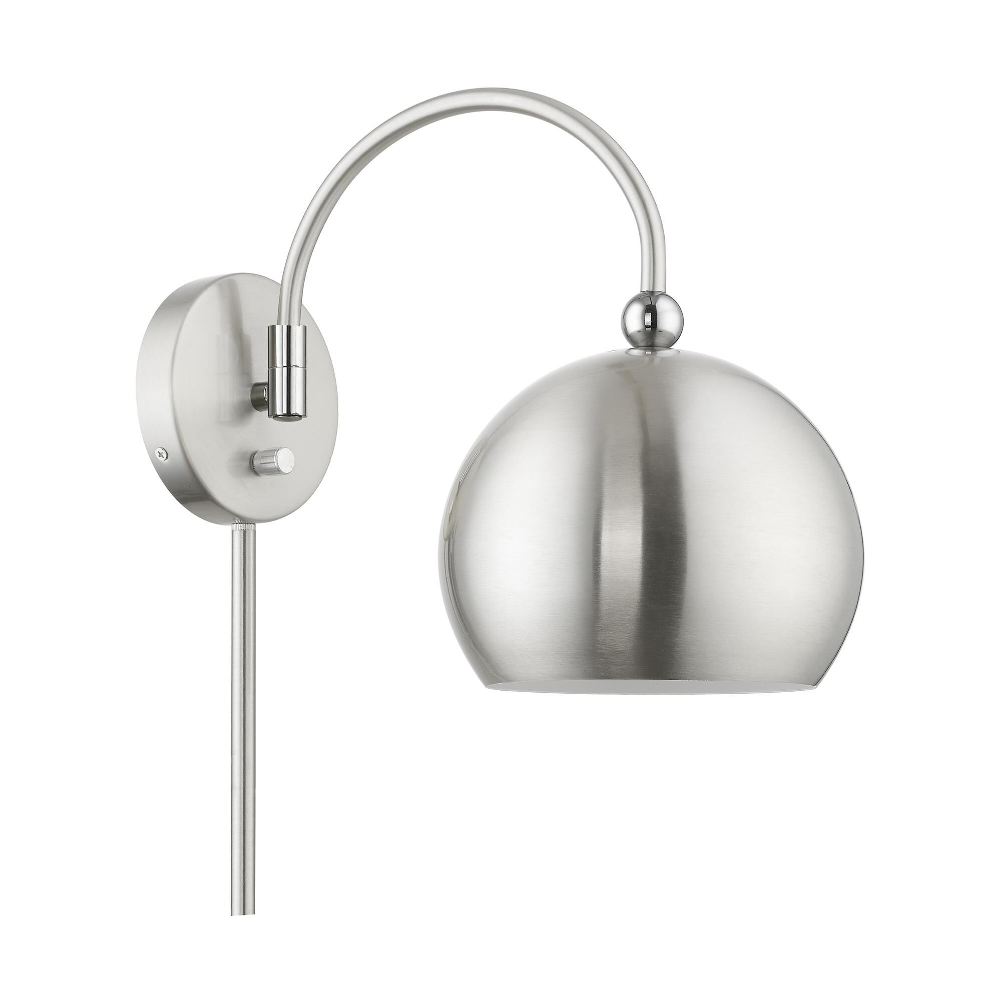 Shown in Brushed Nickel with Polished Chrome Accents finish and Brushed Nickel Steel With Shiny White Inside shade