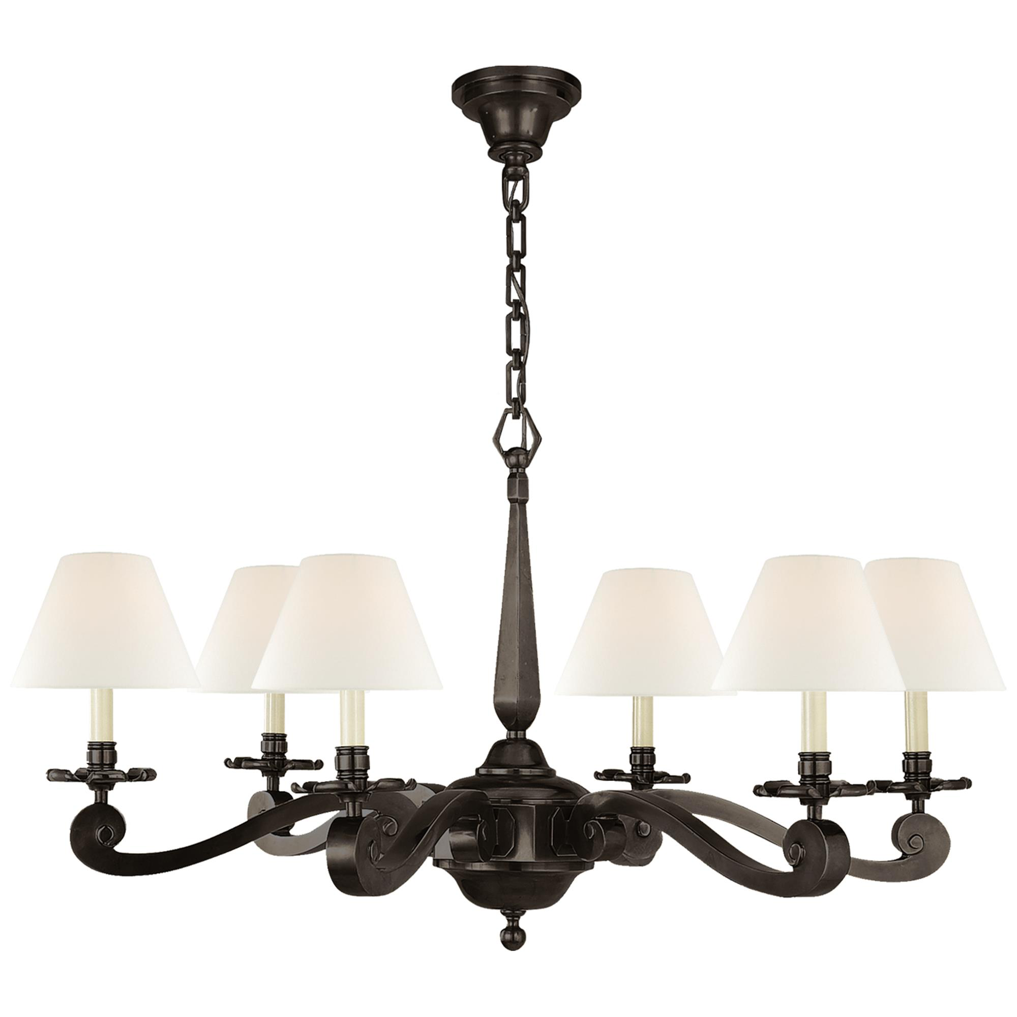 Shown in Gun Metal finish and Linen shade