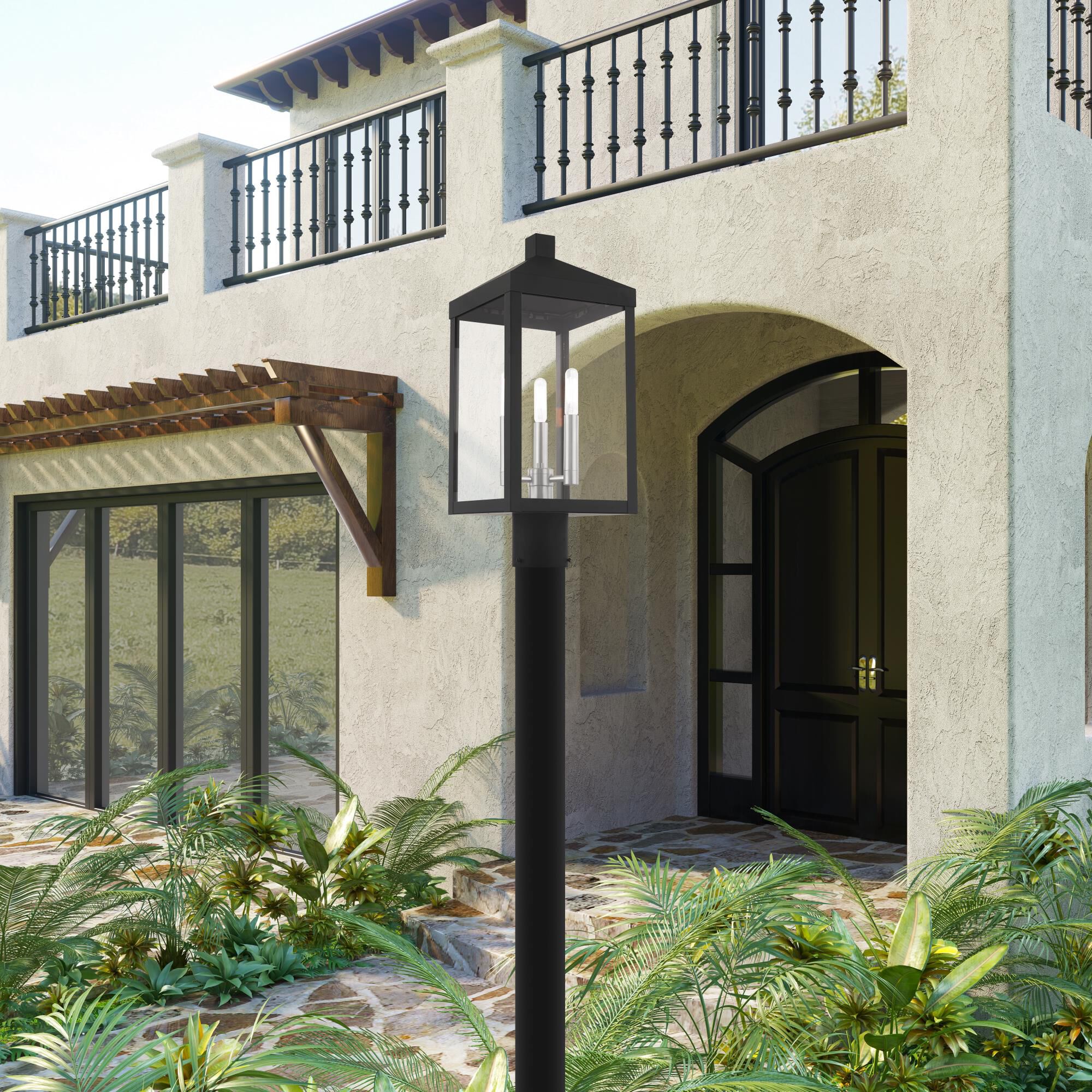 Nyack 19 Inch Tall 3 Light Outdoor Post Lamp by Livex Lighting