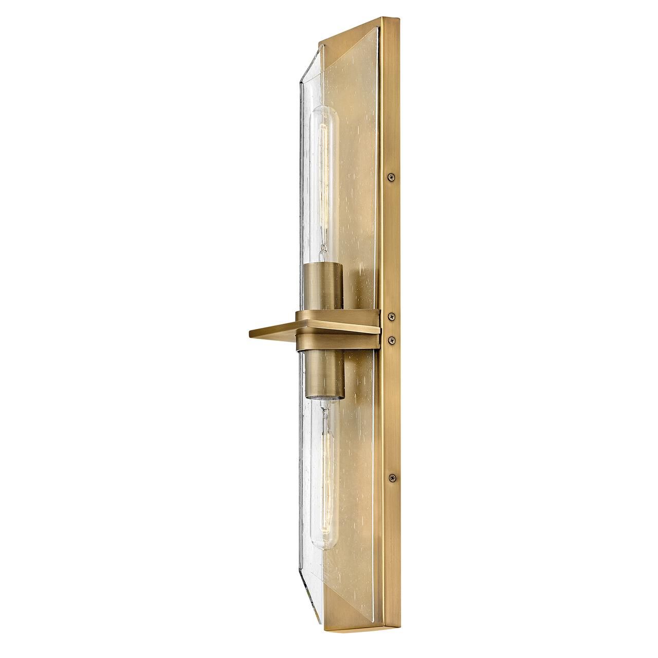 Shown in Heritage Brass finish and Clear Seedy glass