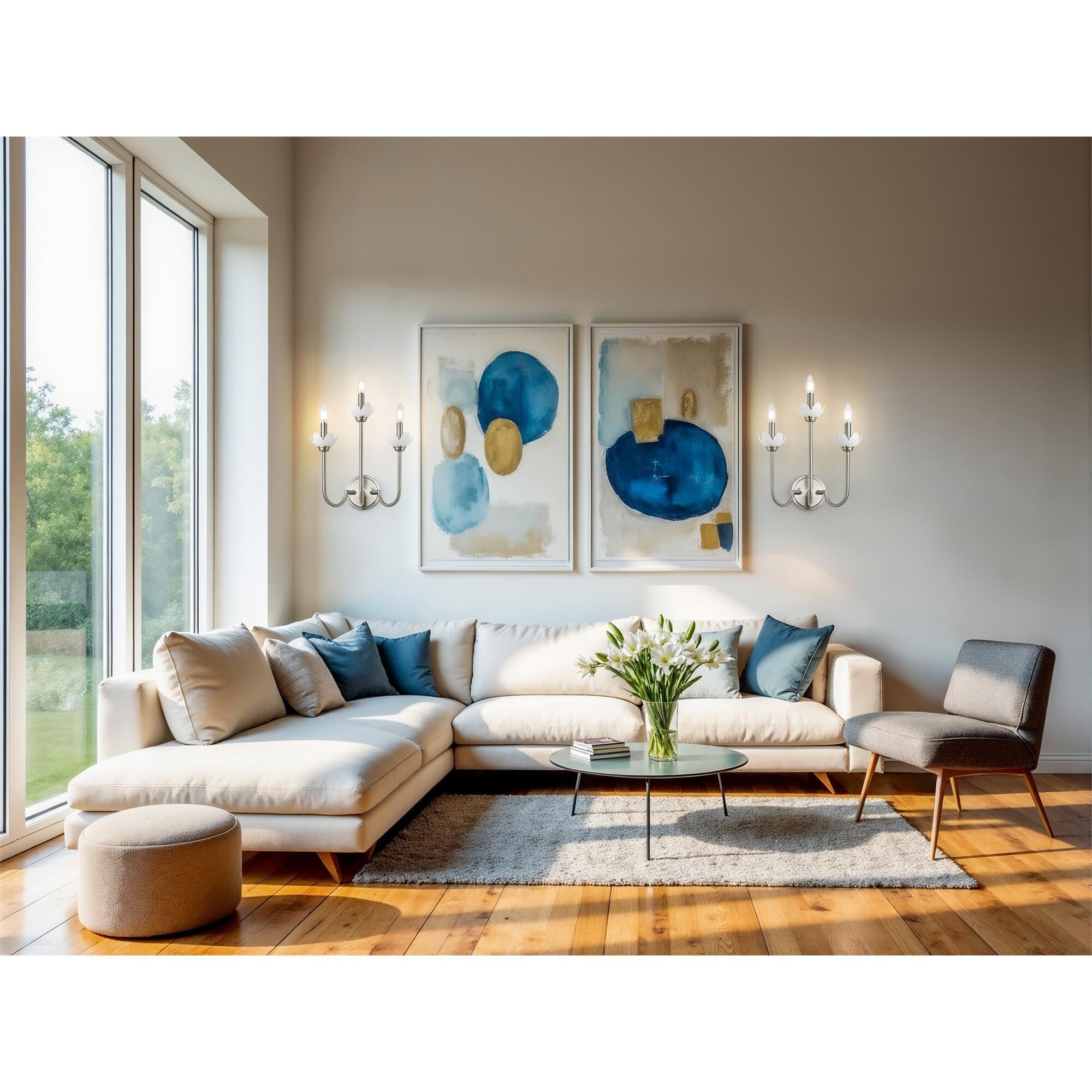 Shown in Brushed Nickel finish and Clear Ribbed glass and Clear Ribbed shade
