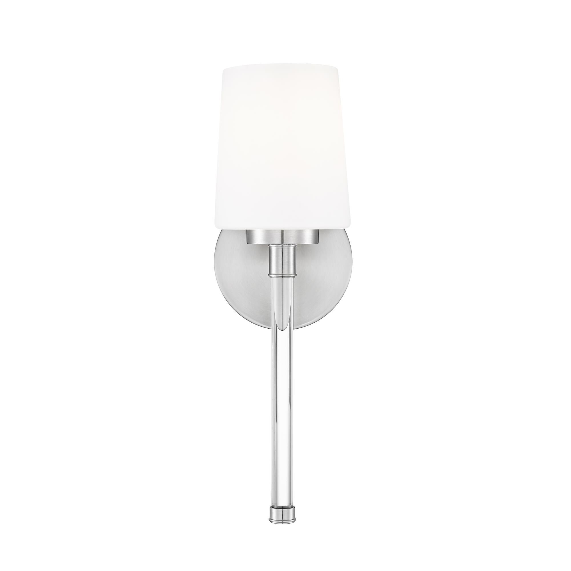 Shown in Brushed Nickel finish and White Opal glass