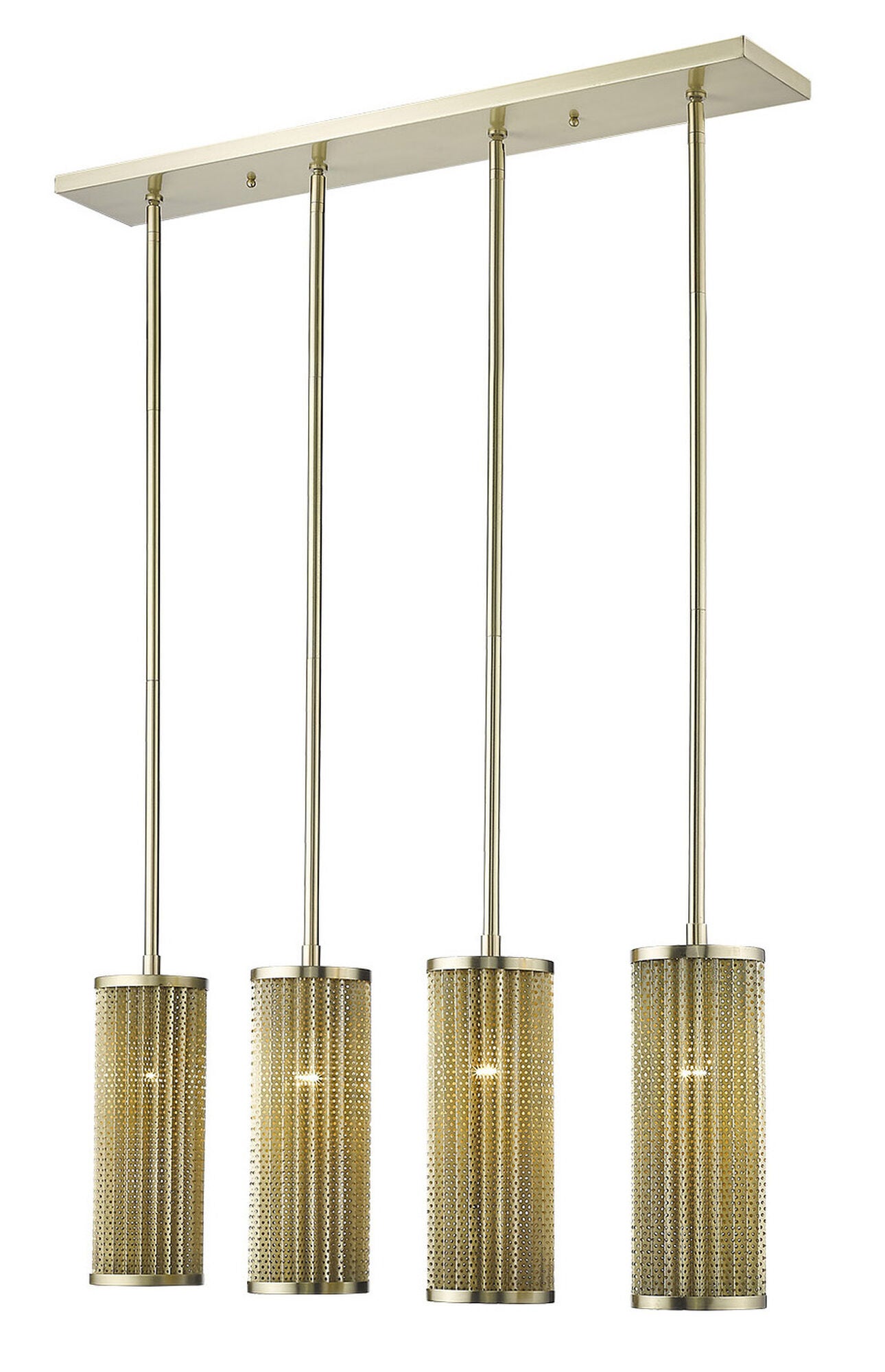 Shown in Gold finish and Gold glass and Gold Metal Cylindrical Shaped s shade