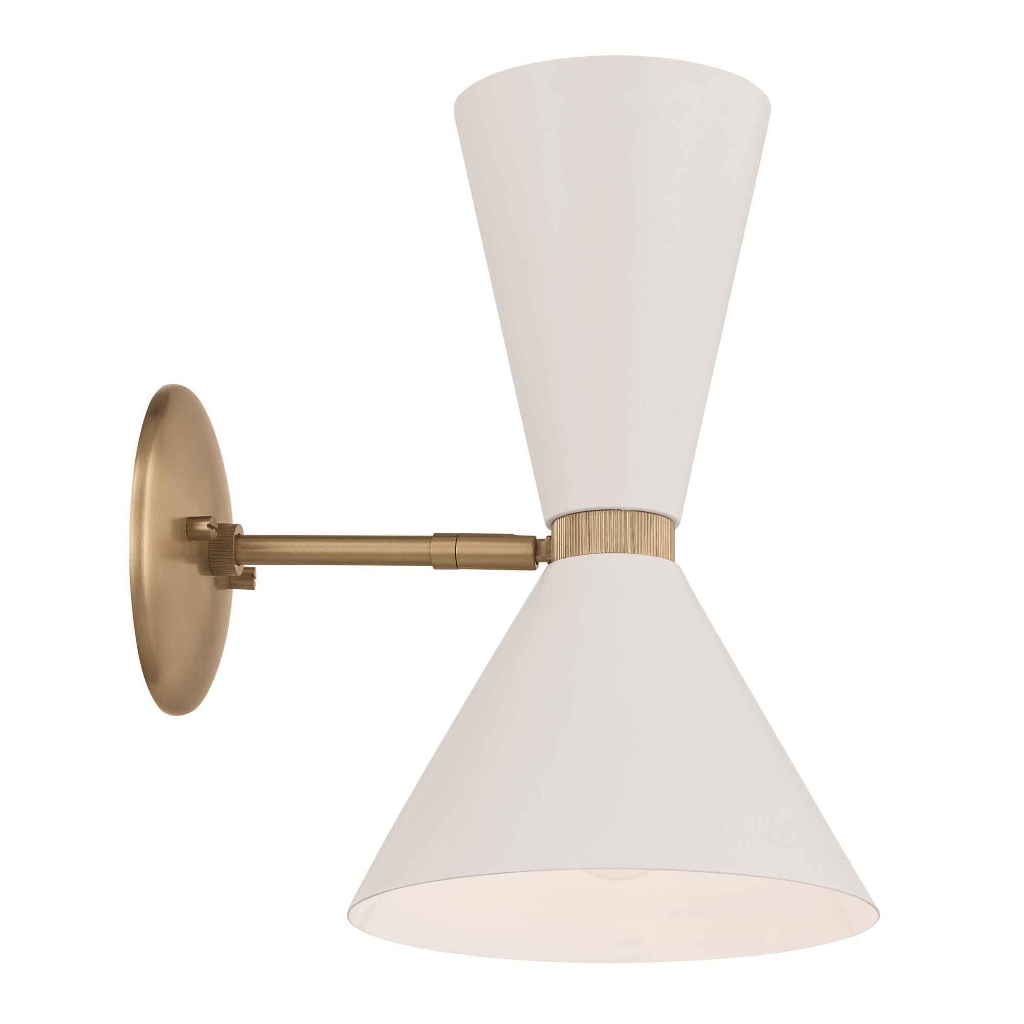 Shown in Champagne Bronze with White finish and Metal and Cone shade