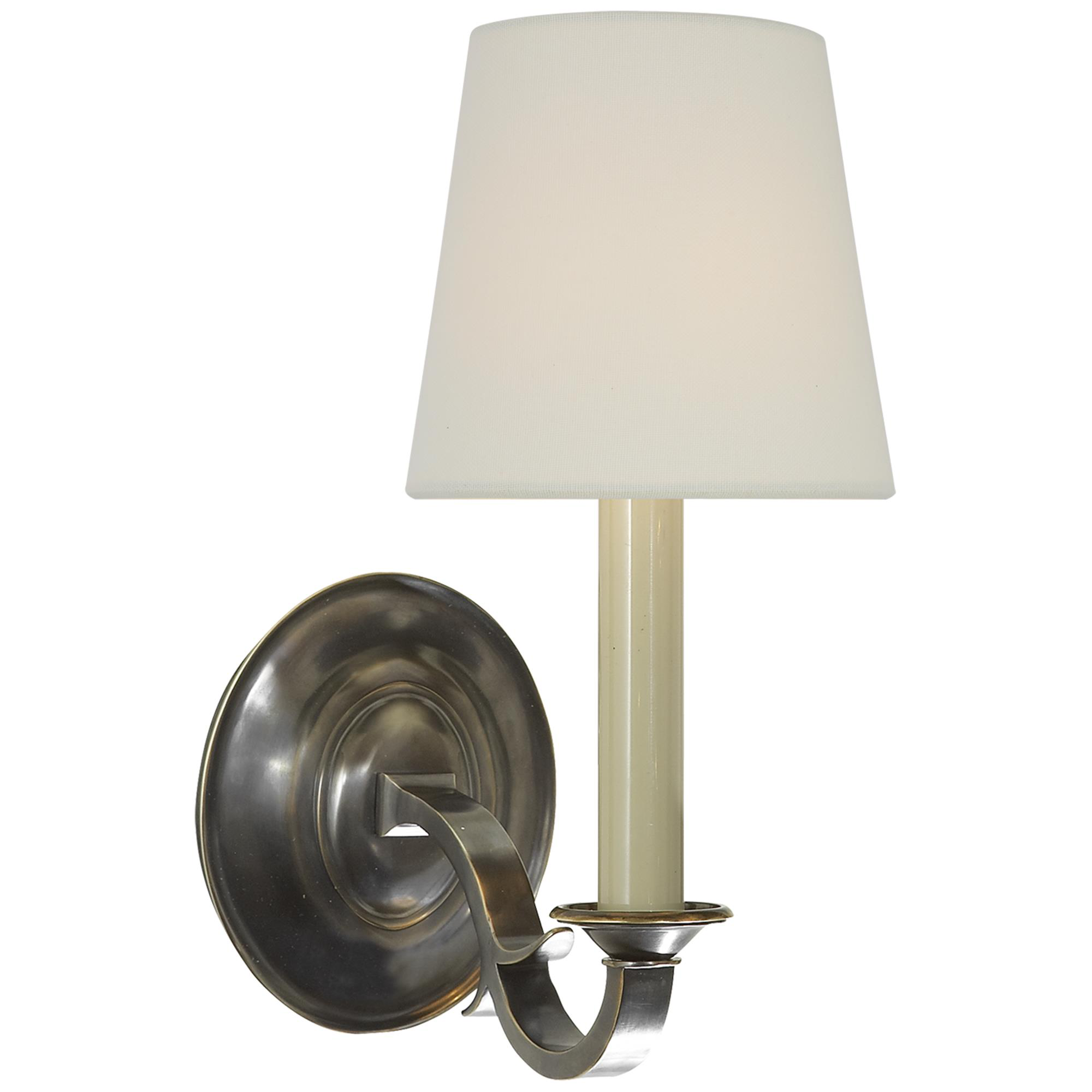 Shown in Bronze finish and Linen shade