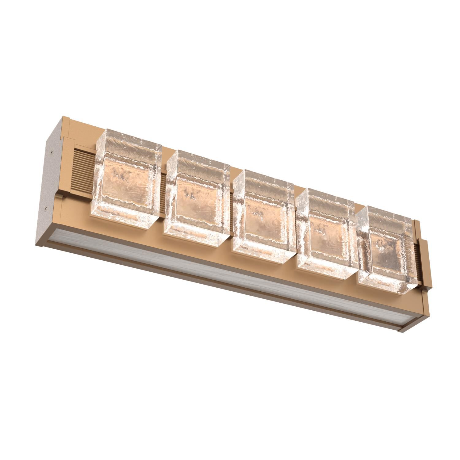 Shown in Novel Brass finish and Smooth Seeded glass and Light Oak accent