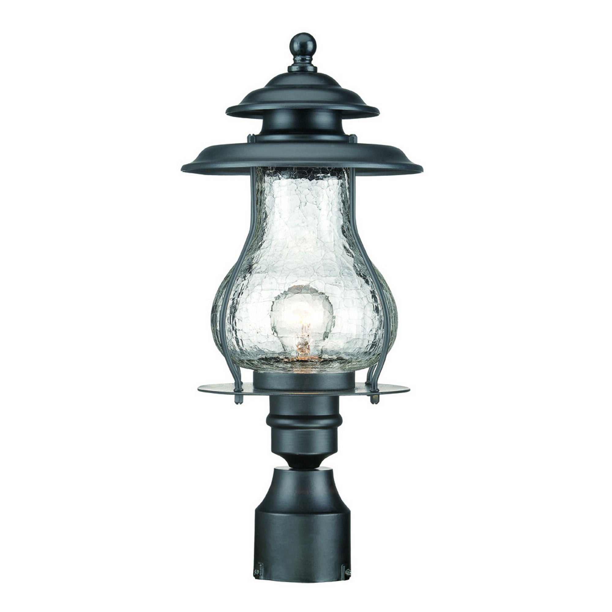 Shown in Matte Black finish and Clear glass and Clear Crackled Glass Globe shade