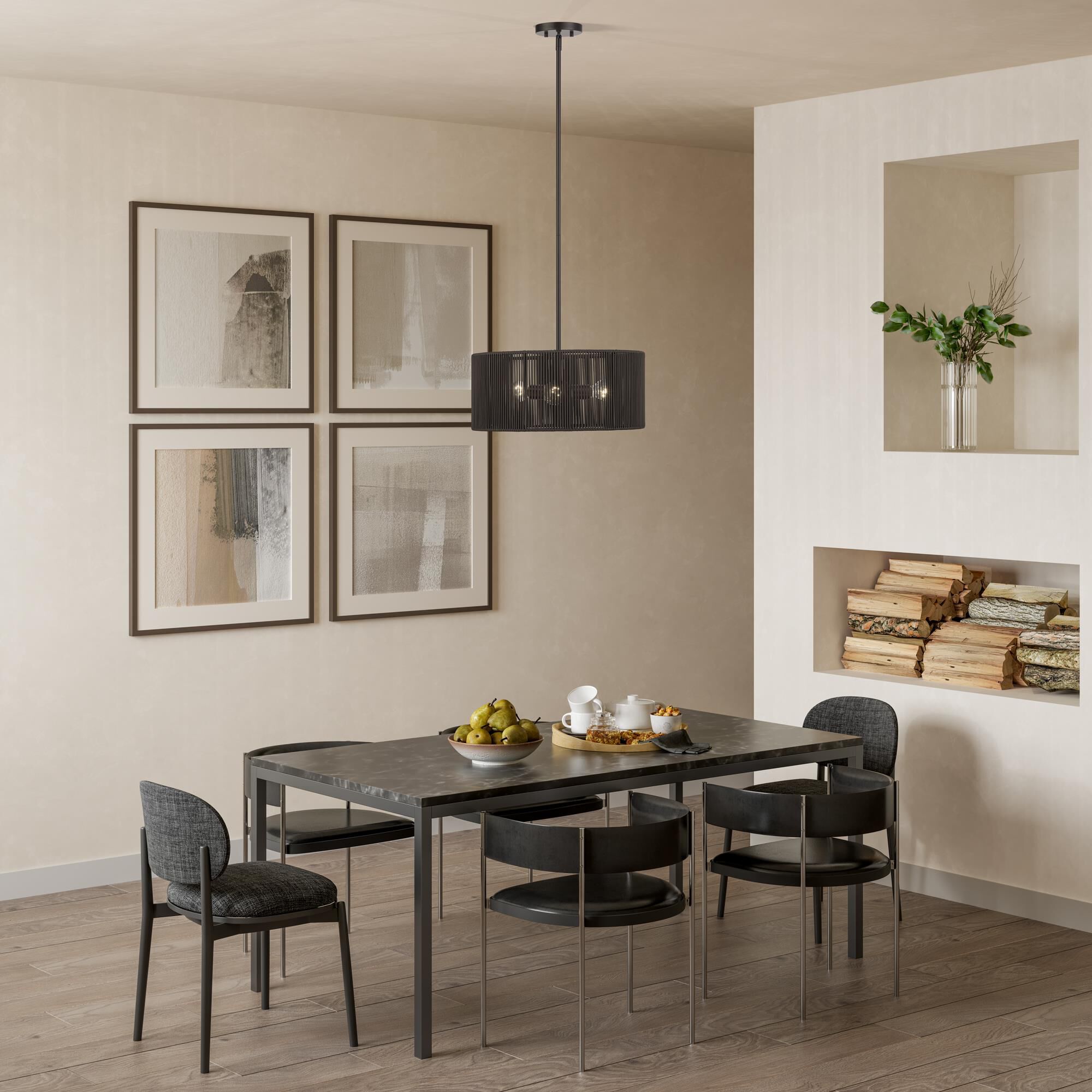 Shown in English Bronze finish and Hand-Woven Dark Chocolate Color Polyester Rope shade