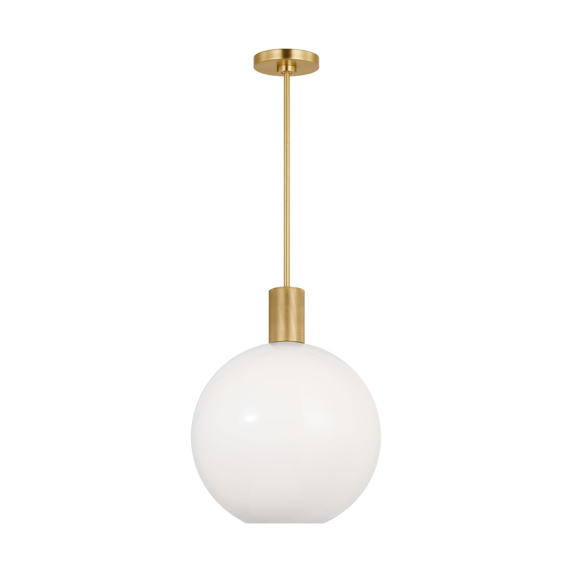 Shown in Satin Brass finish and Milk glass